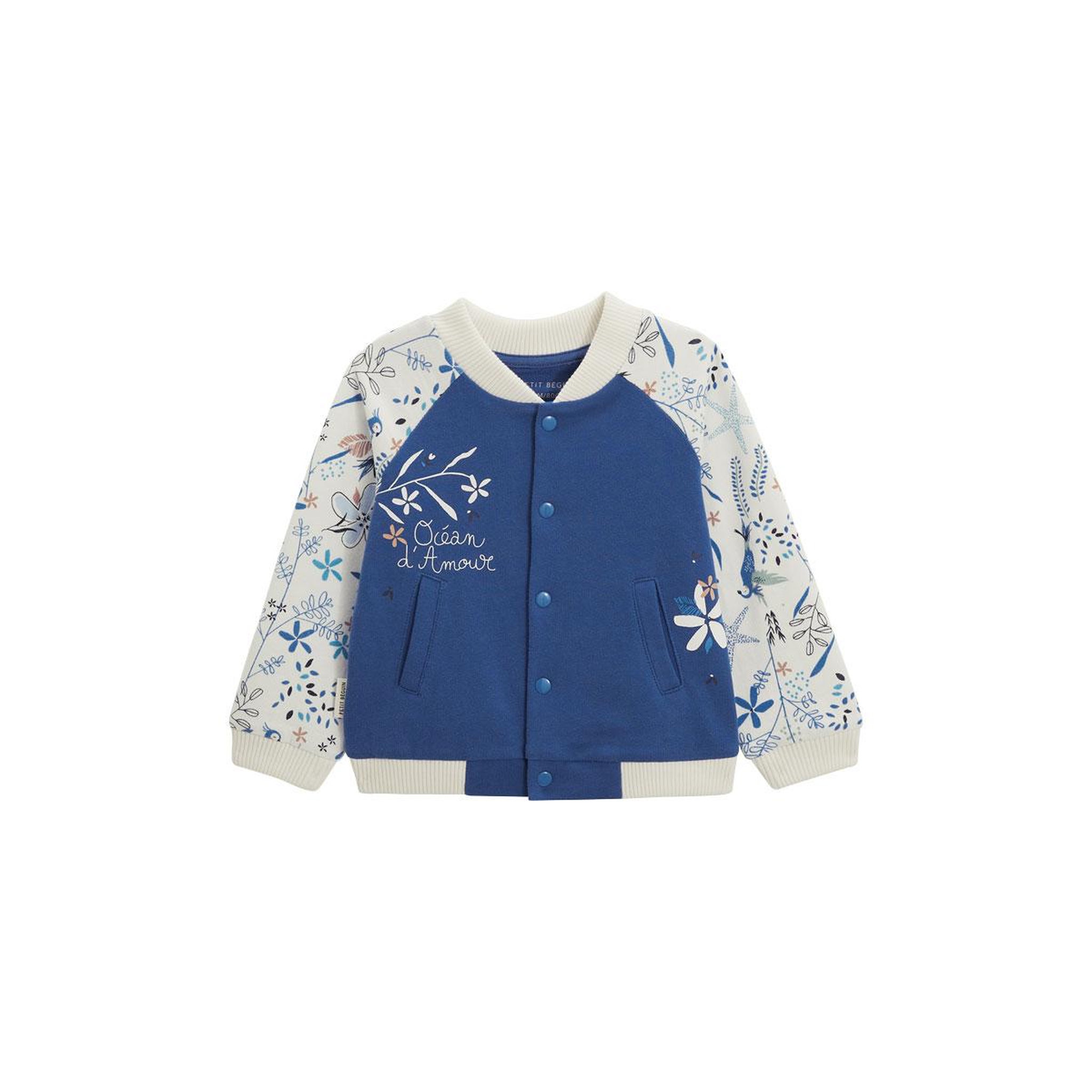 Petit Béguin Veste teddy bébé Océan d'amour. Coloris disponibles : Bleu
