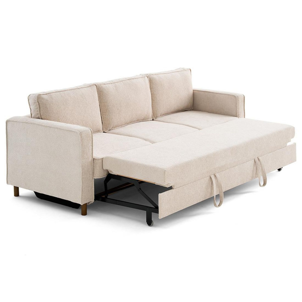 LISA DESIGN Jake - canapé droit 3 places convertible en tissu velours relief