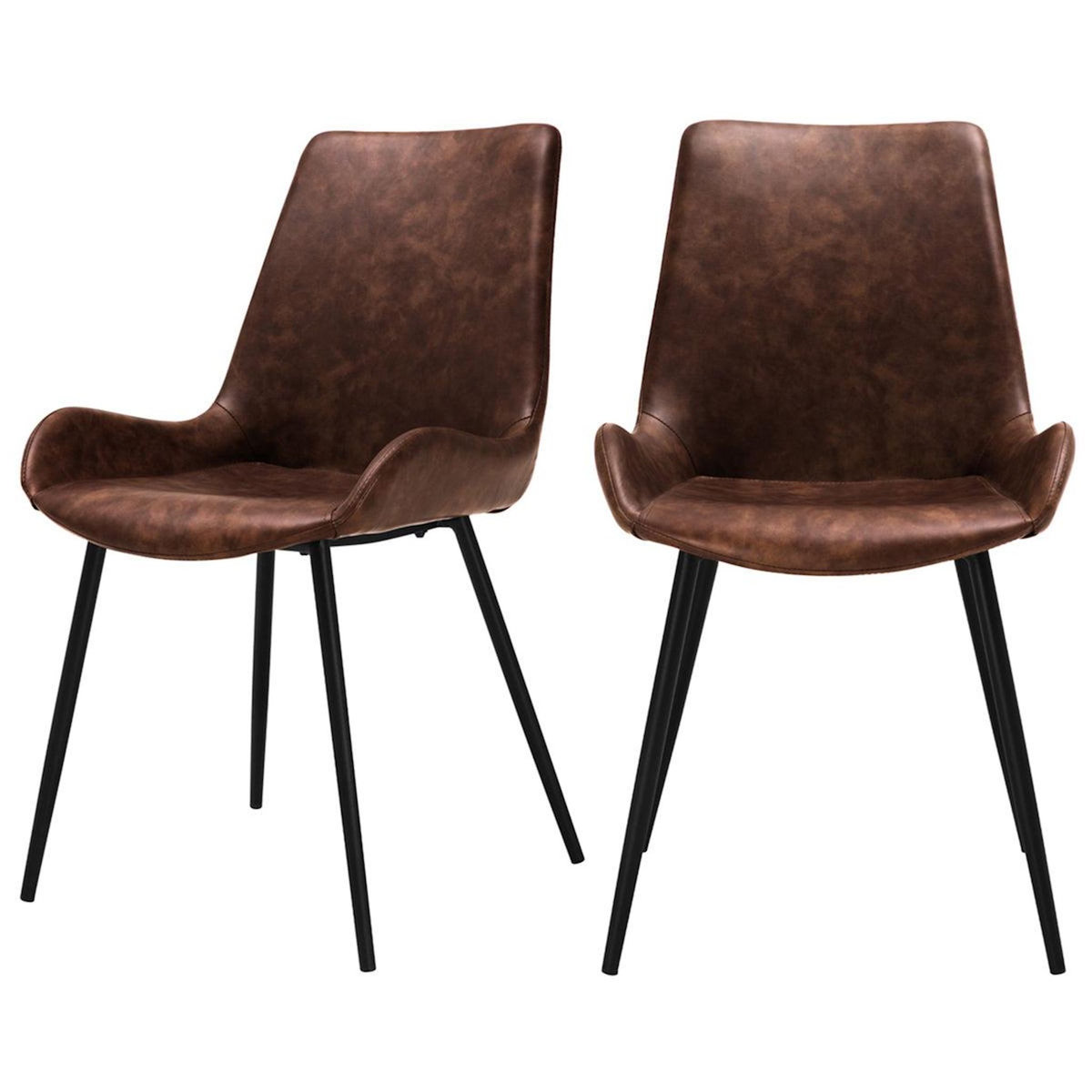 Rendez vous déco Lot de 2 chaises en cuir synthétique marron-Austin
