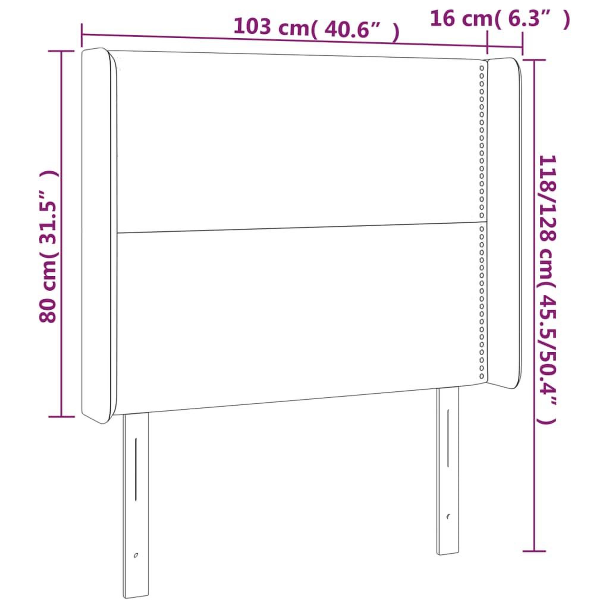 Voir la diapositive 6 : VIDAXL Tete de lit a LED Taupe 103x16x118/128 cm Tissu