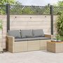 Voir la diapositive 3 : VIDAXL Canape de jardin avec coussins 3 places beige resine tressee
