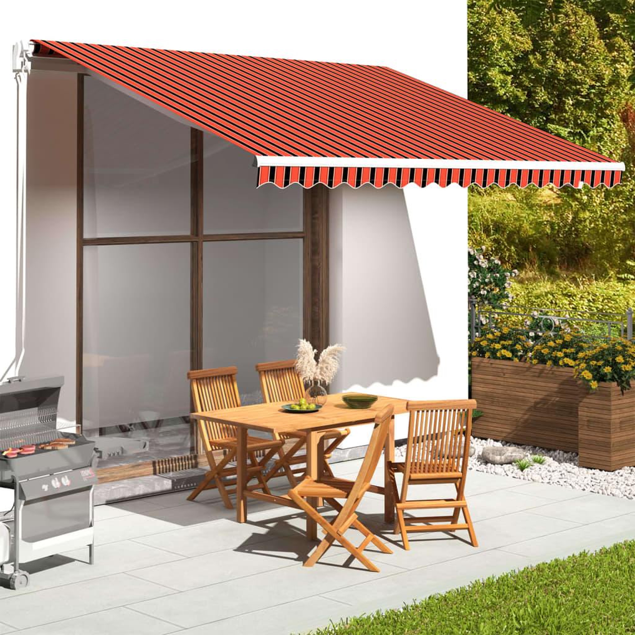 VIDAXL Tissu de remplacement pour auvent Orange et marron 4x3,5 m