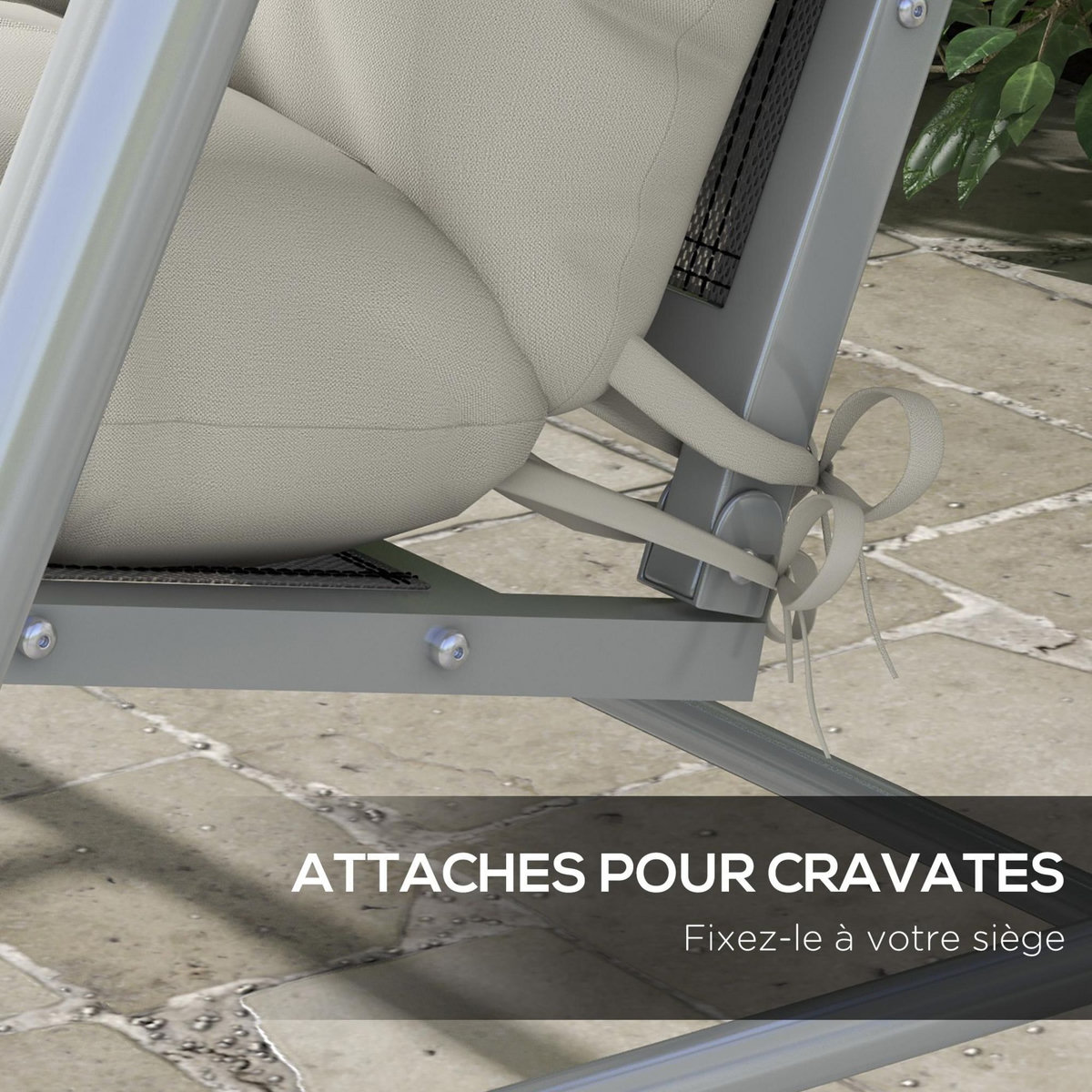 OUTSUNNY Ensemble de 4 coussins d'extérieur pour balancelle crème