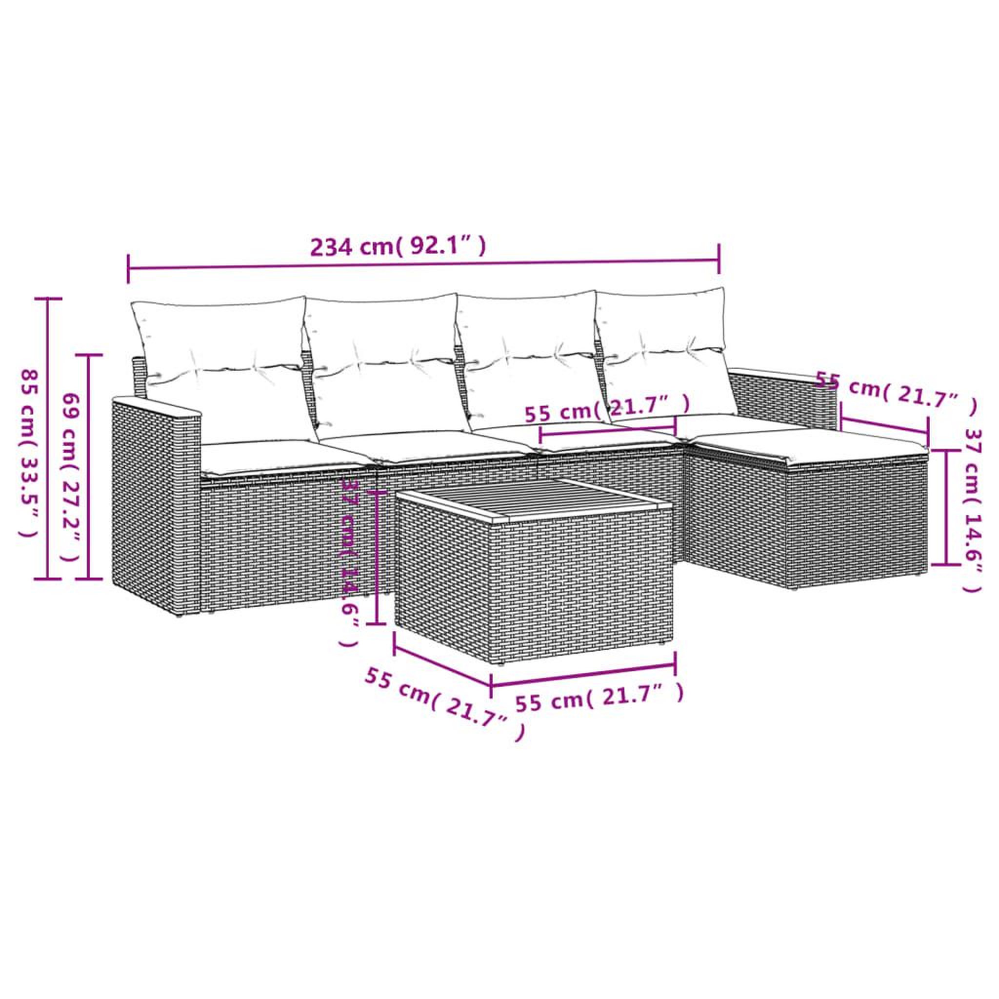Voir la diapositive 6 : VIDAXL Salon de jardin 6 pcs avec coussins noir resine tressee