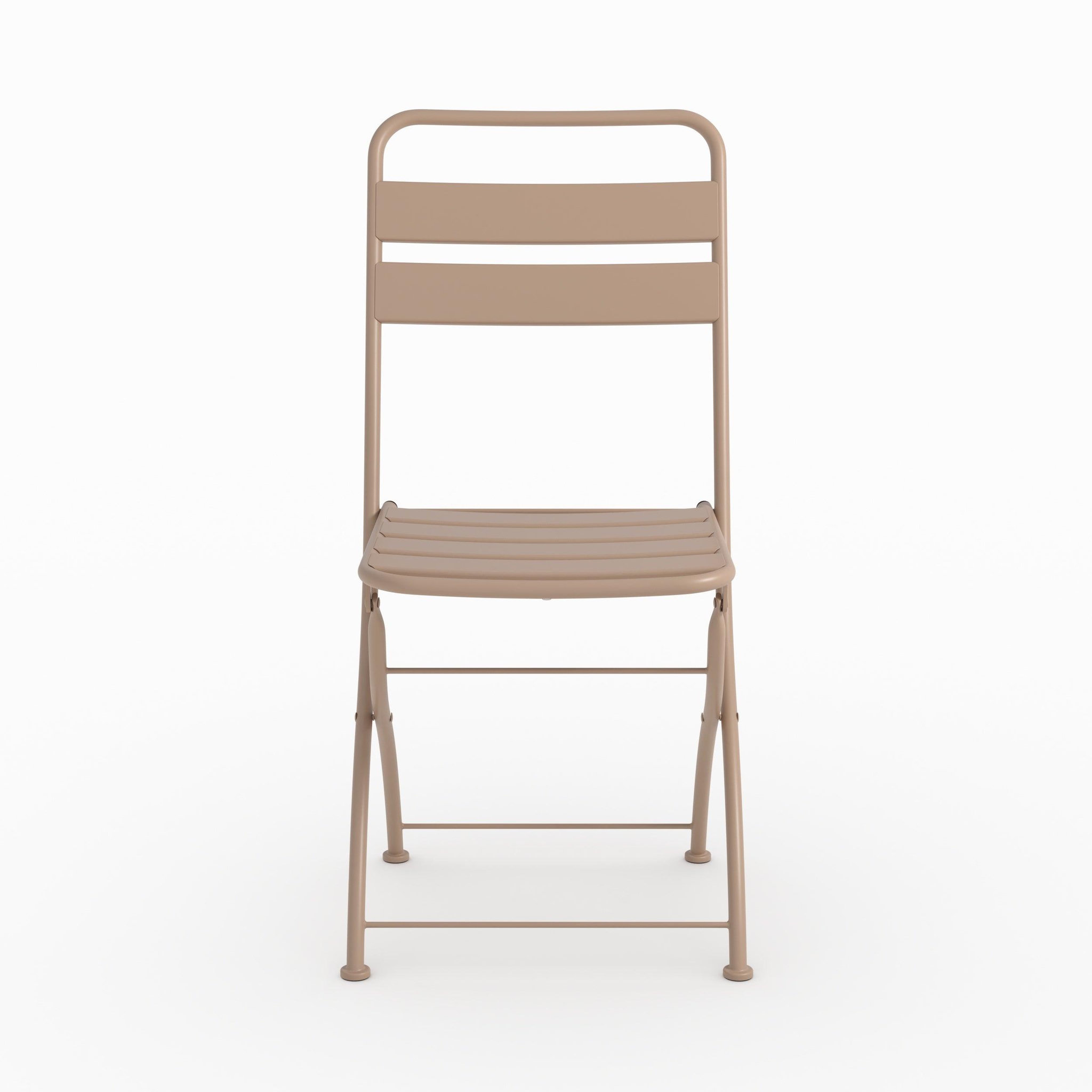 Voir la diapositive 3 : MAISON PAVANE Lot de 2 chaises de jardin en métal taupe, pliantes-yumi