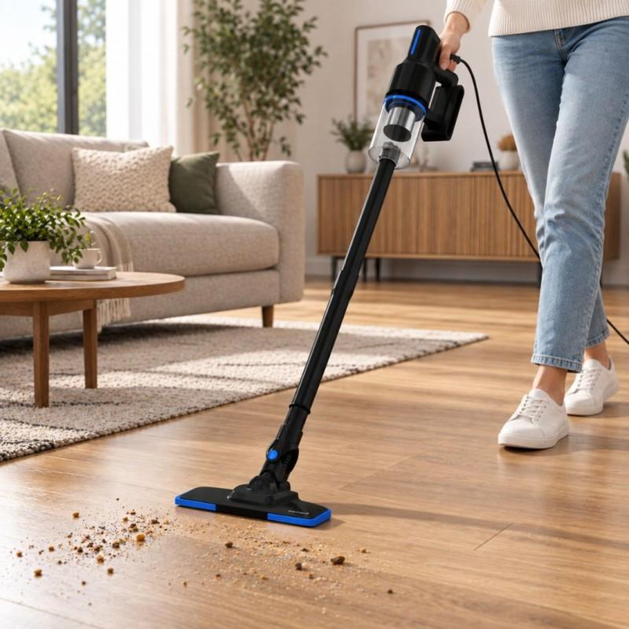 Voir la diapositive 3 : VORTEX Vortex - aspirateur balai 2en1 filaire - 400w - filtre hepa - poignée ergonomique - cordon 5m - noir