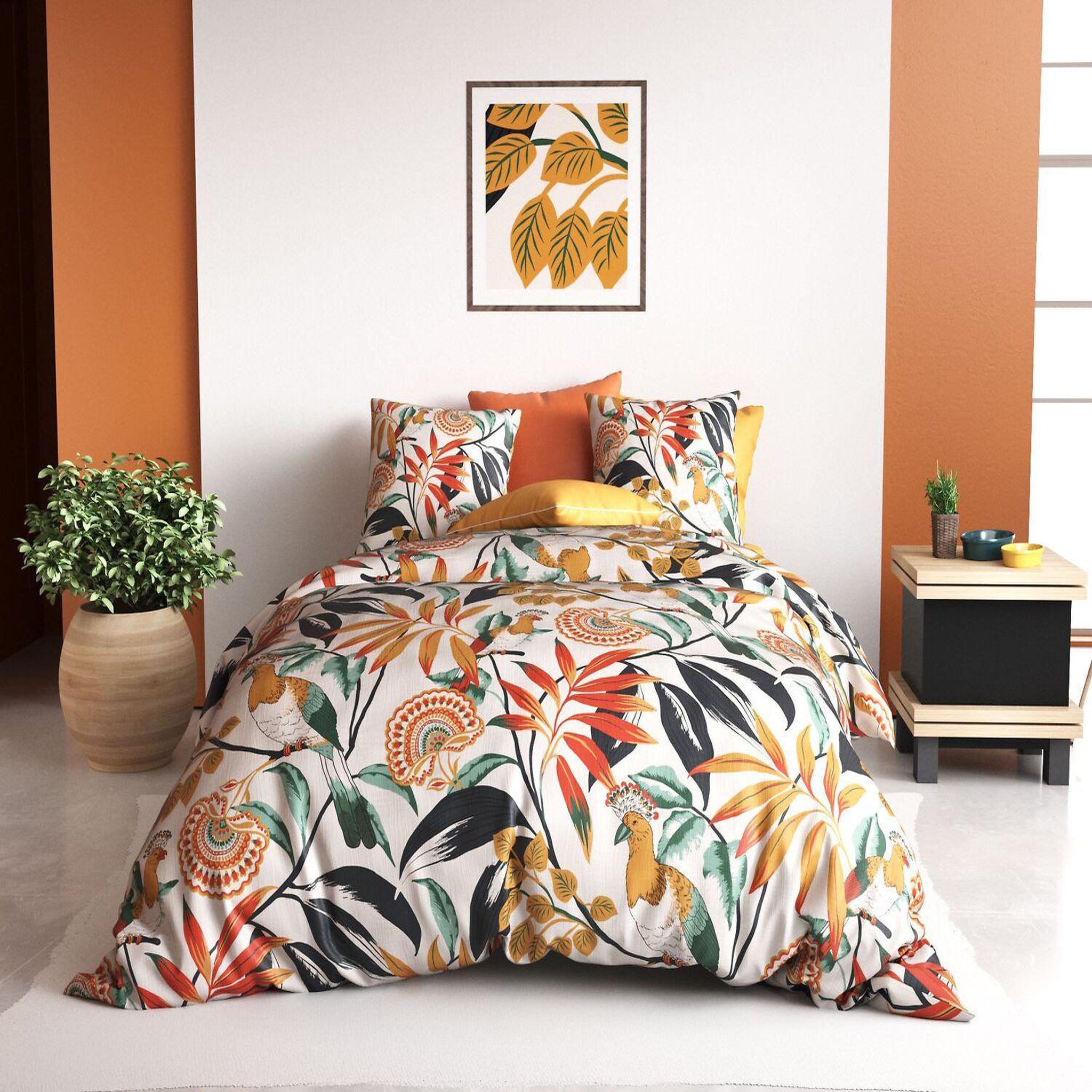 ATELIER DU COTON Parure housse de couette 100% coton 57fils ninon. Coloris disponibles : Multicolore