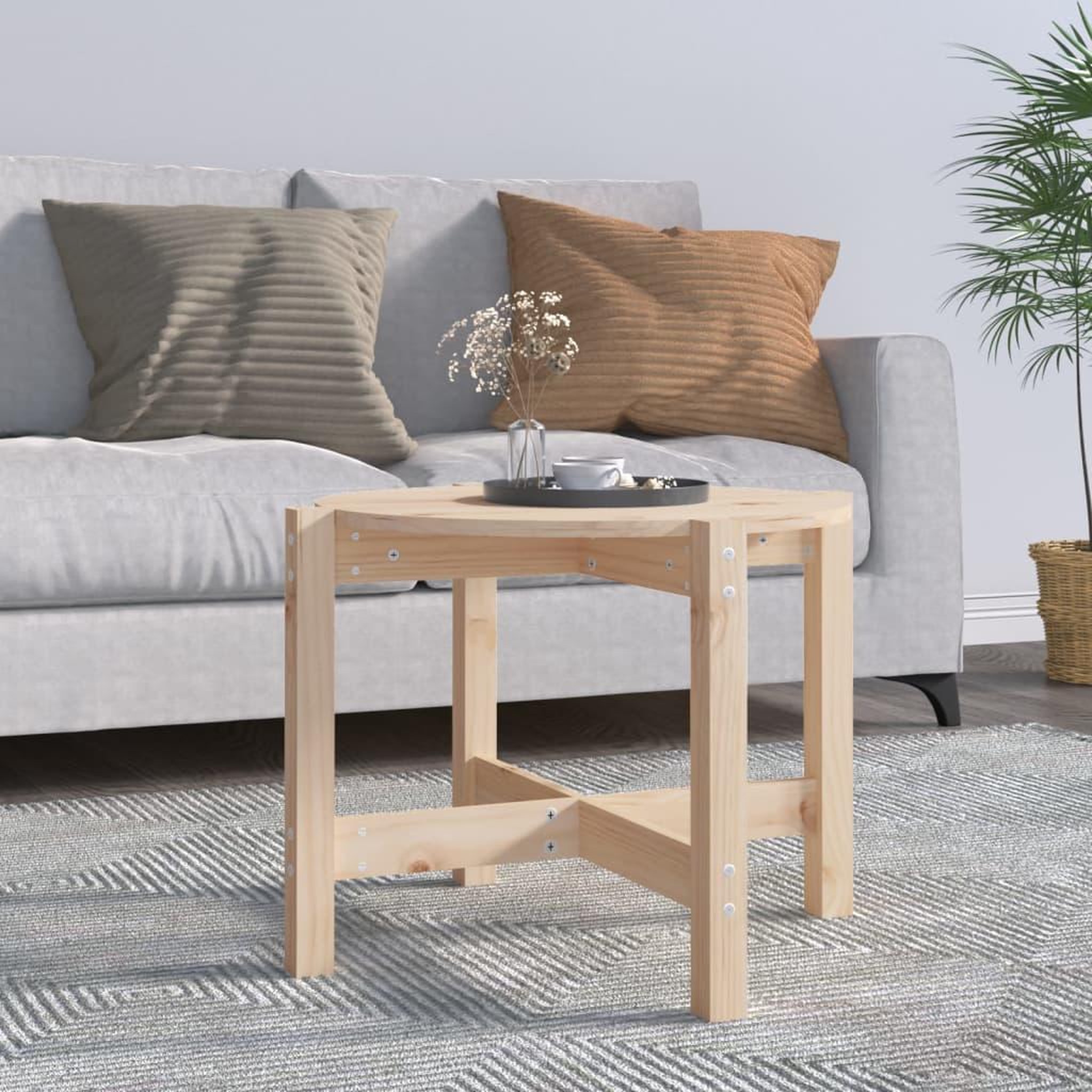 Voir la diapositive 1 : VIDAXL Table basse Ø 62,5x45 cm Bois massif de pin