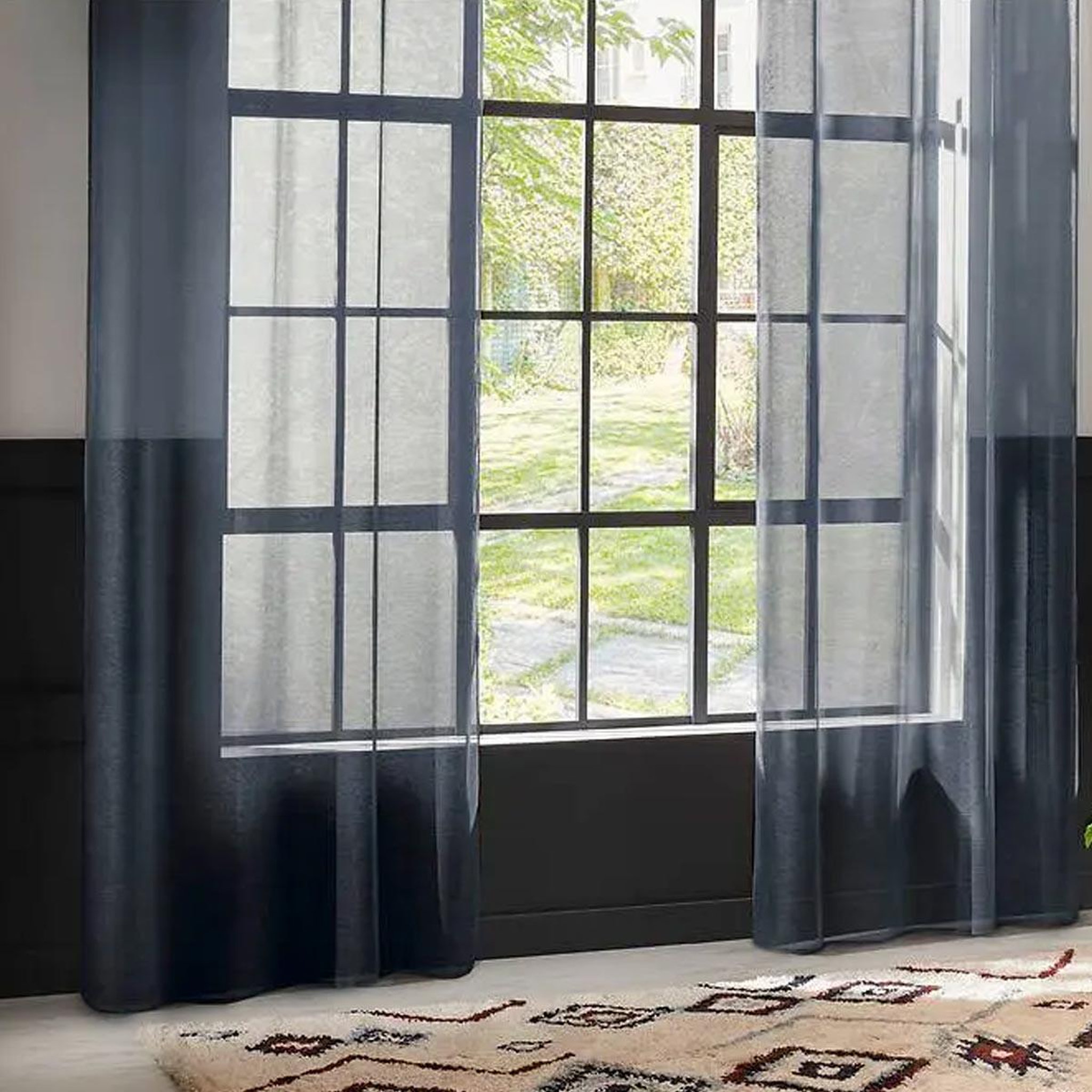 Voir la diapositive 2 : ATMOSPHERA Rideau voilage  moly  135x240cm bleu égéen