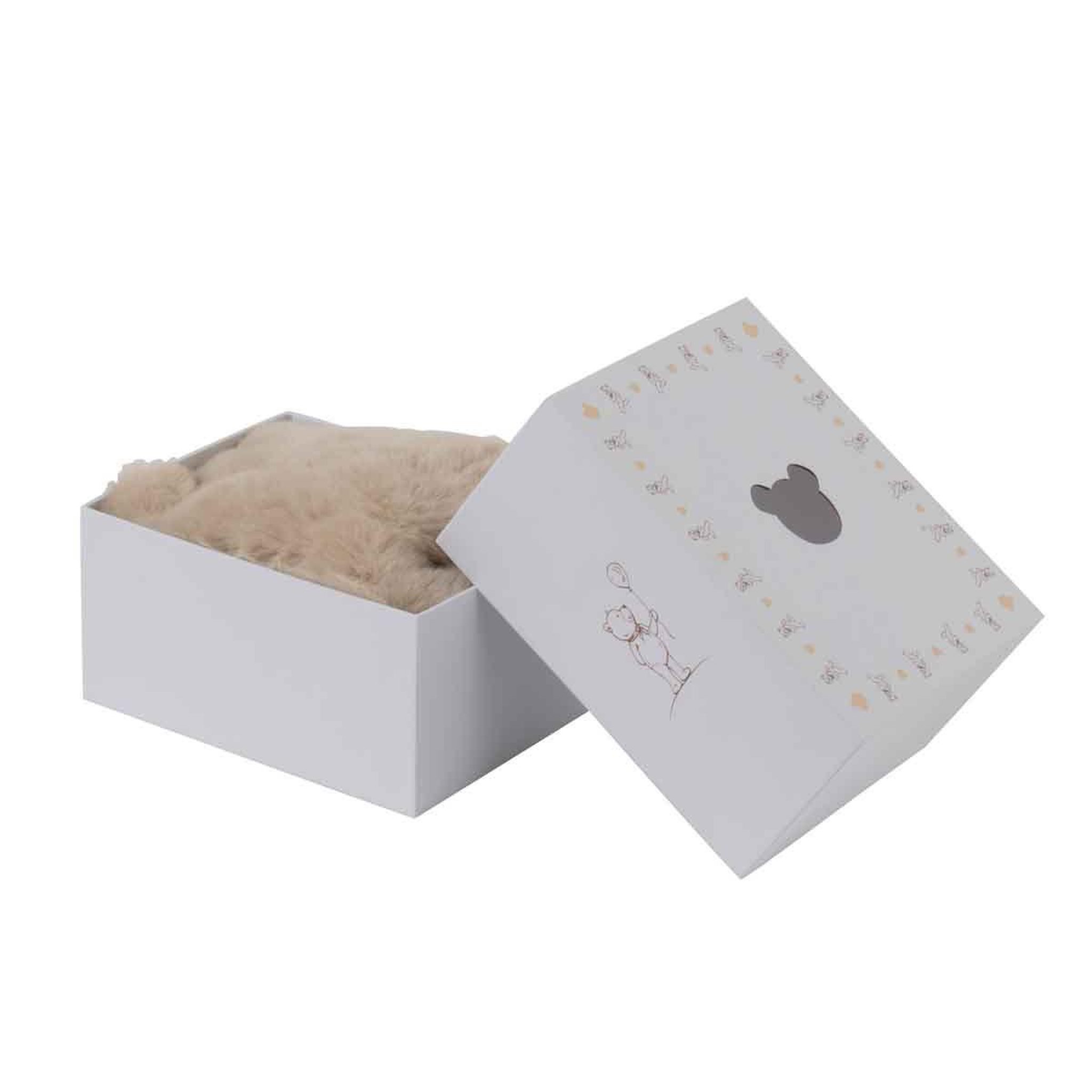 Voir la diapositive 4 : J-LINE Tapis déco enfant  tête d'ours  60cm beige