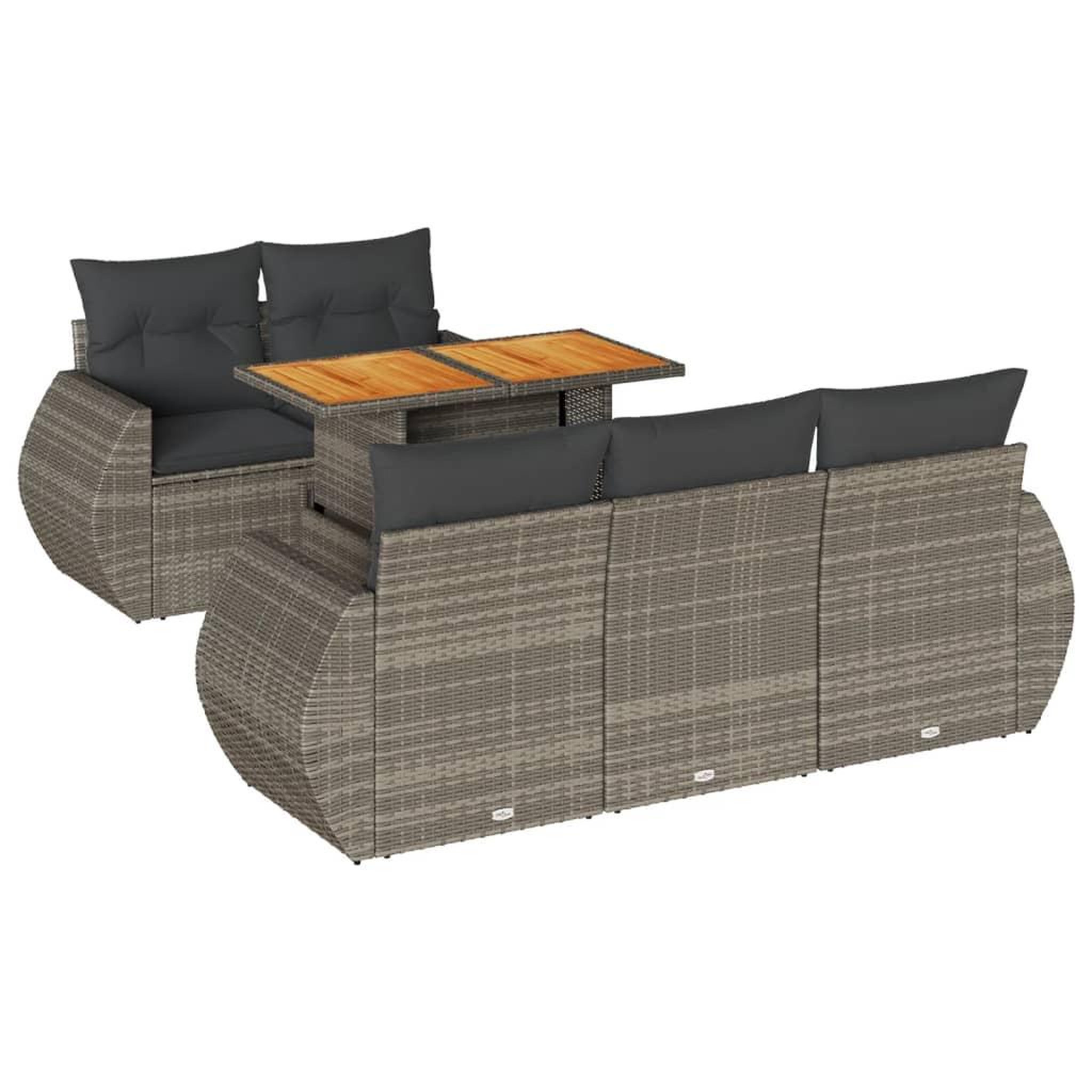 Voir la diapositive 2 : VIDAXL Salon de jardin 6 pcs avec coussins gris resine tressee