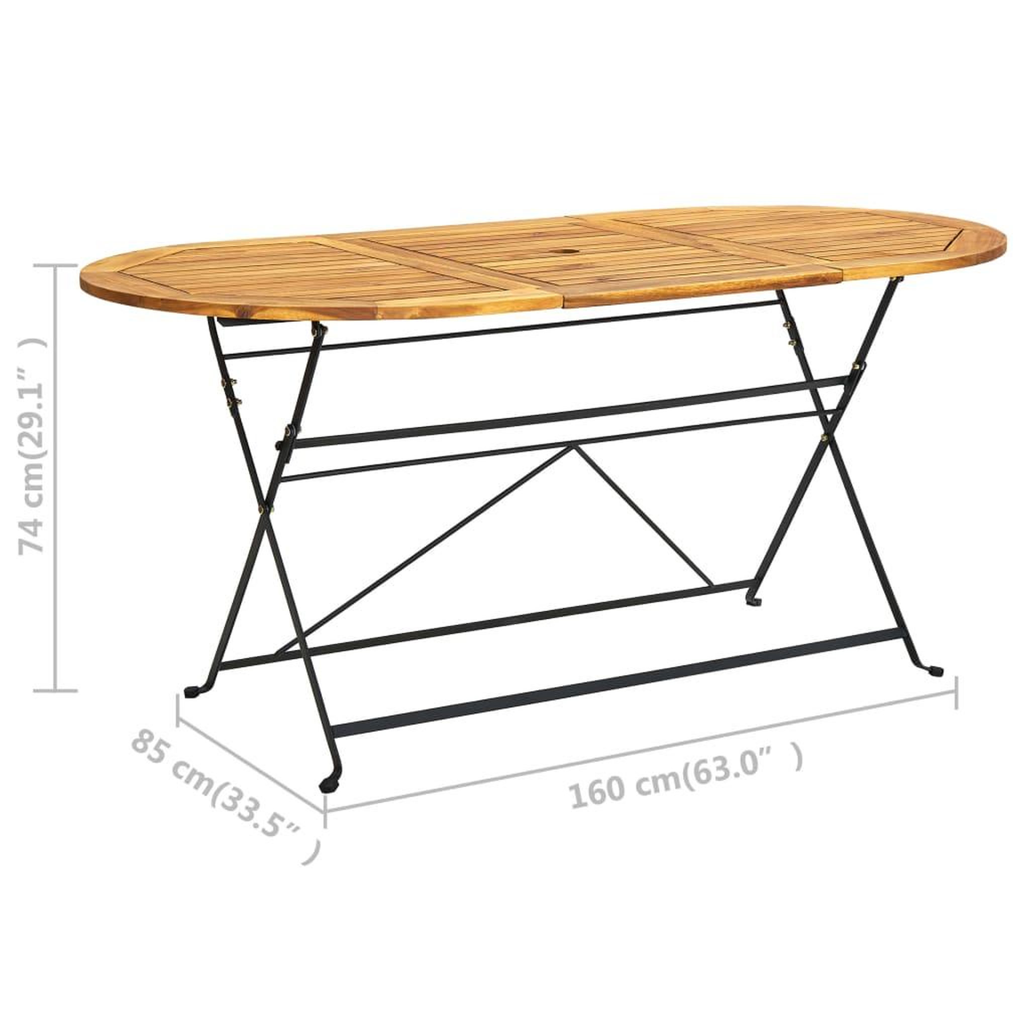 Voir la diapositive 6 : VIDAXL Table de jardin 160x85x74 cm Bois d'acacia massif Ovale