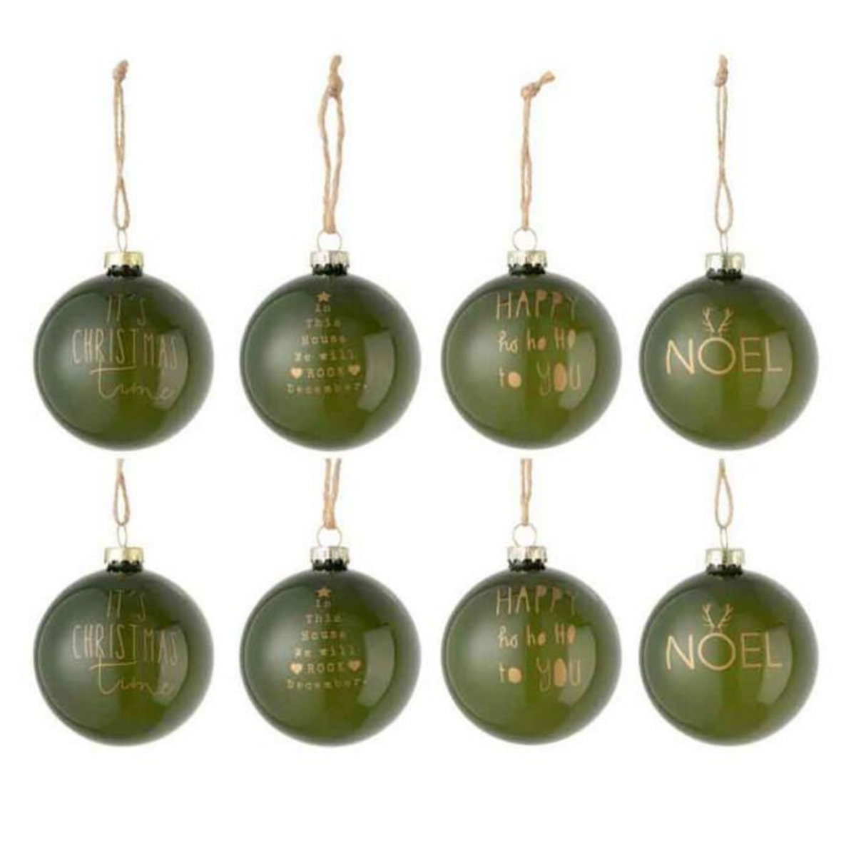 Paris Prix Lot de 8 Boules de Noël  Xmas  8cm Vert