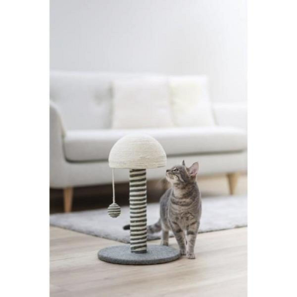 KERBL KERBL - Poteau griffoir pour chat - Tronc 42 cm - FUNGHI - Gris/blanc - Sisal - Base : ø 30 cm