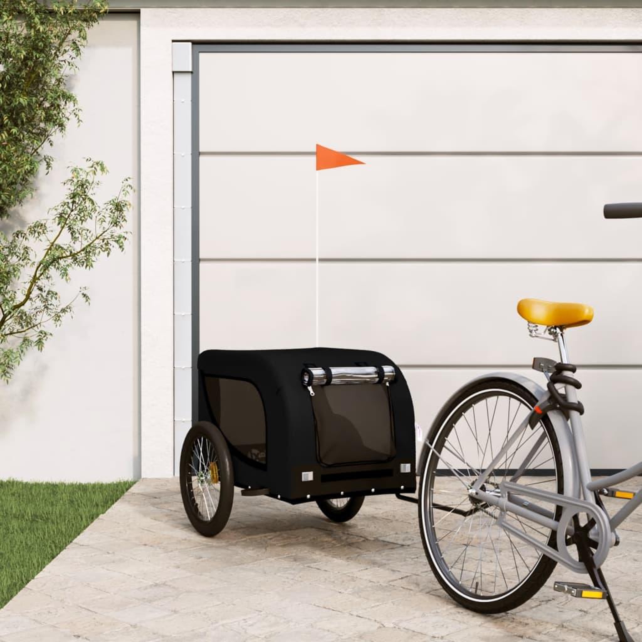 Voir la diapositive 1 : VIDAXL Remorque de velo pour animaux de compagnie noir