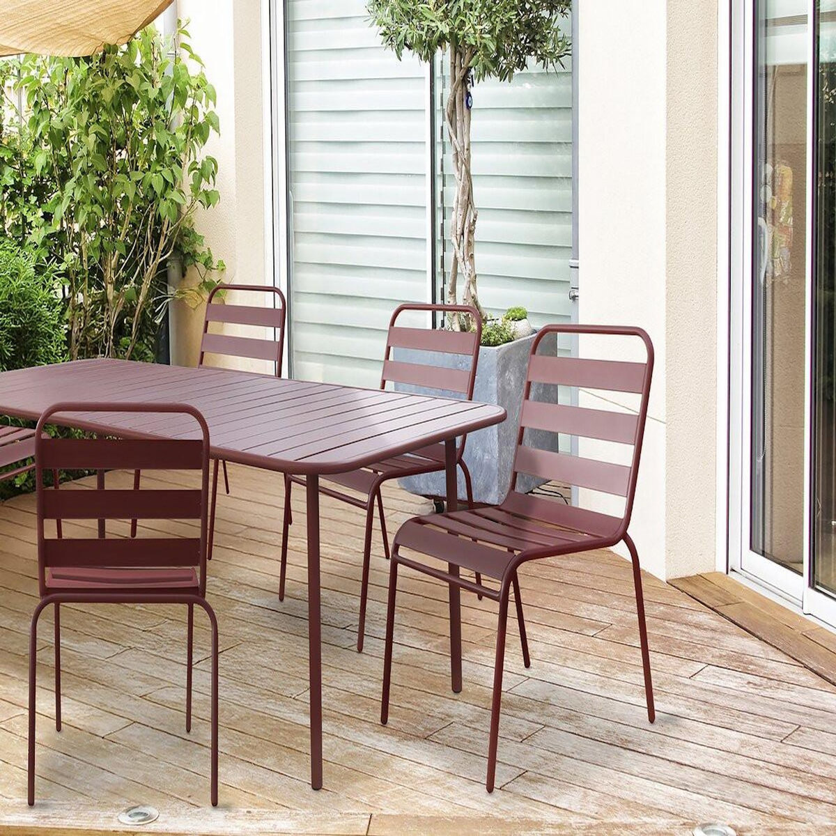 Habitat et Jardin Lot de 2 chaises de jardin en métal empilables  Bilbao  - Terracotta