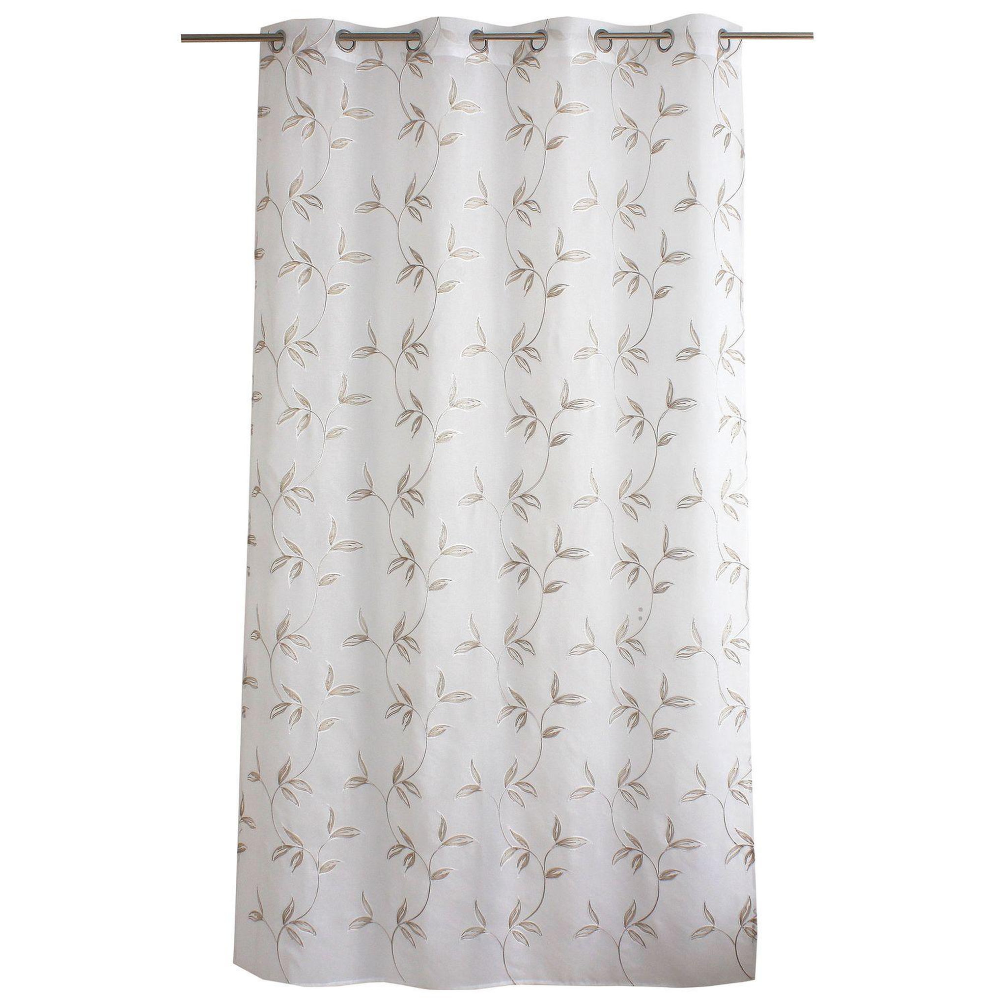 TOILINUX Voilage brodé natura - 140 x 240 cm - blanc et beige