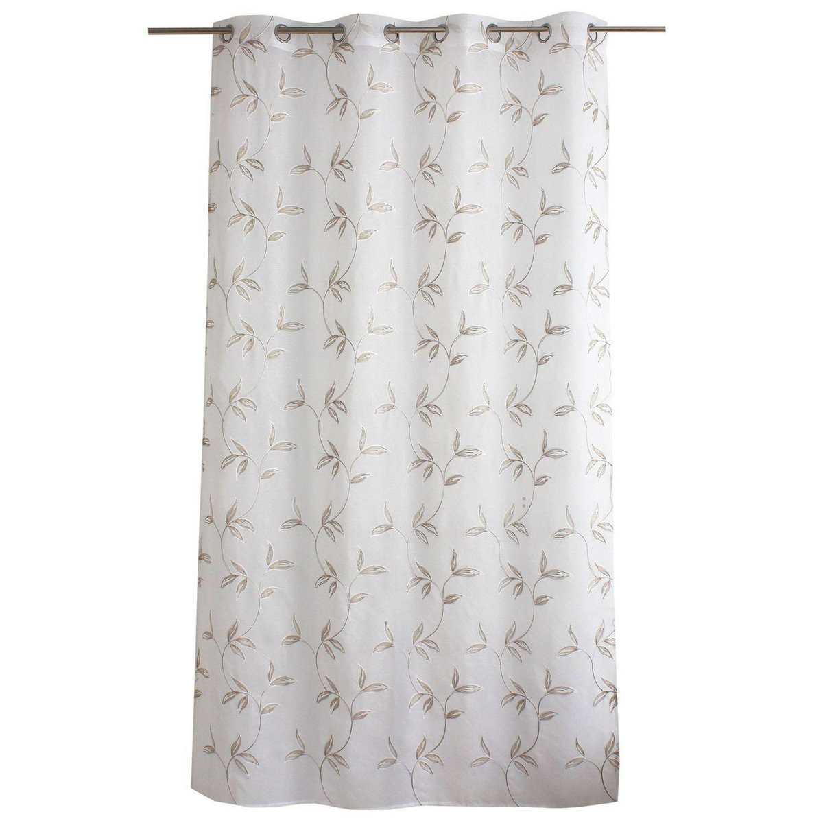 TOILINUX Voilage brodé NATURA - 140 x 240 cm - Blanc et beige