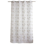 TOILINUX Voilage brodé NATURA - 140 x 240 cm - Blanc et beige