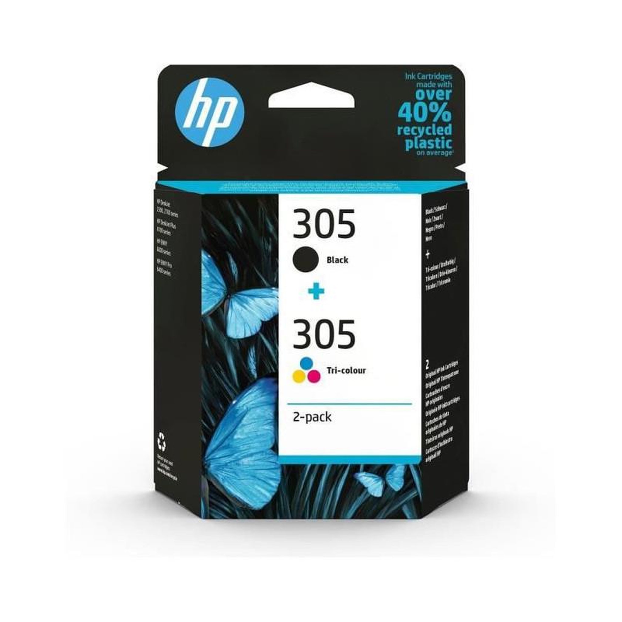 HP HP 305 Pack de 2 Cartouches dEncre Noire et Trois Couleurs Authentiques 6ZD17AE