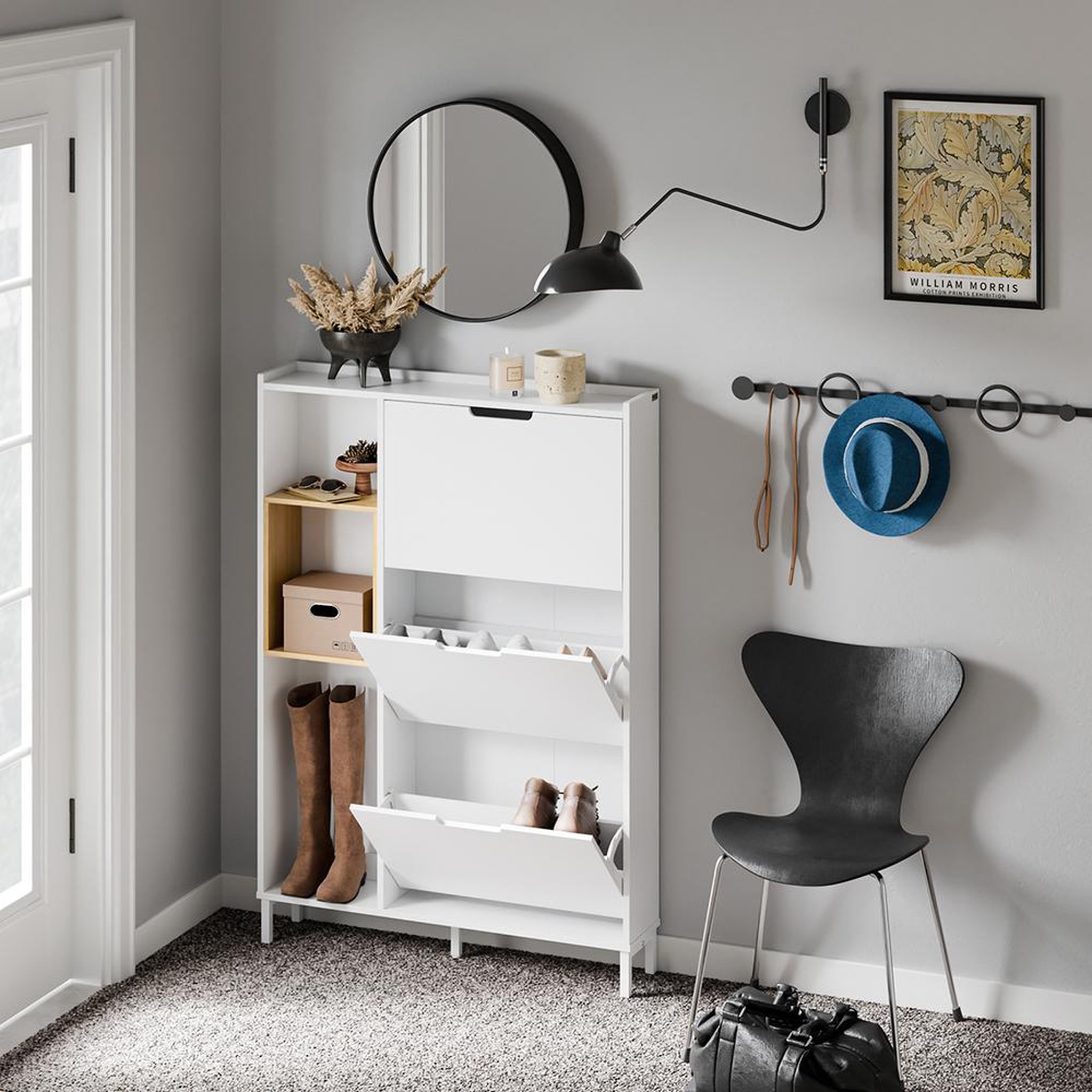 Voir la diapositive 5 : SOBUY SoBuy - Meuble À Chaussures 3 portes - Blanc - 87x90x129.5cm - Minimaliste - FSR209-NW