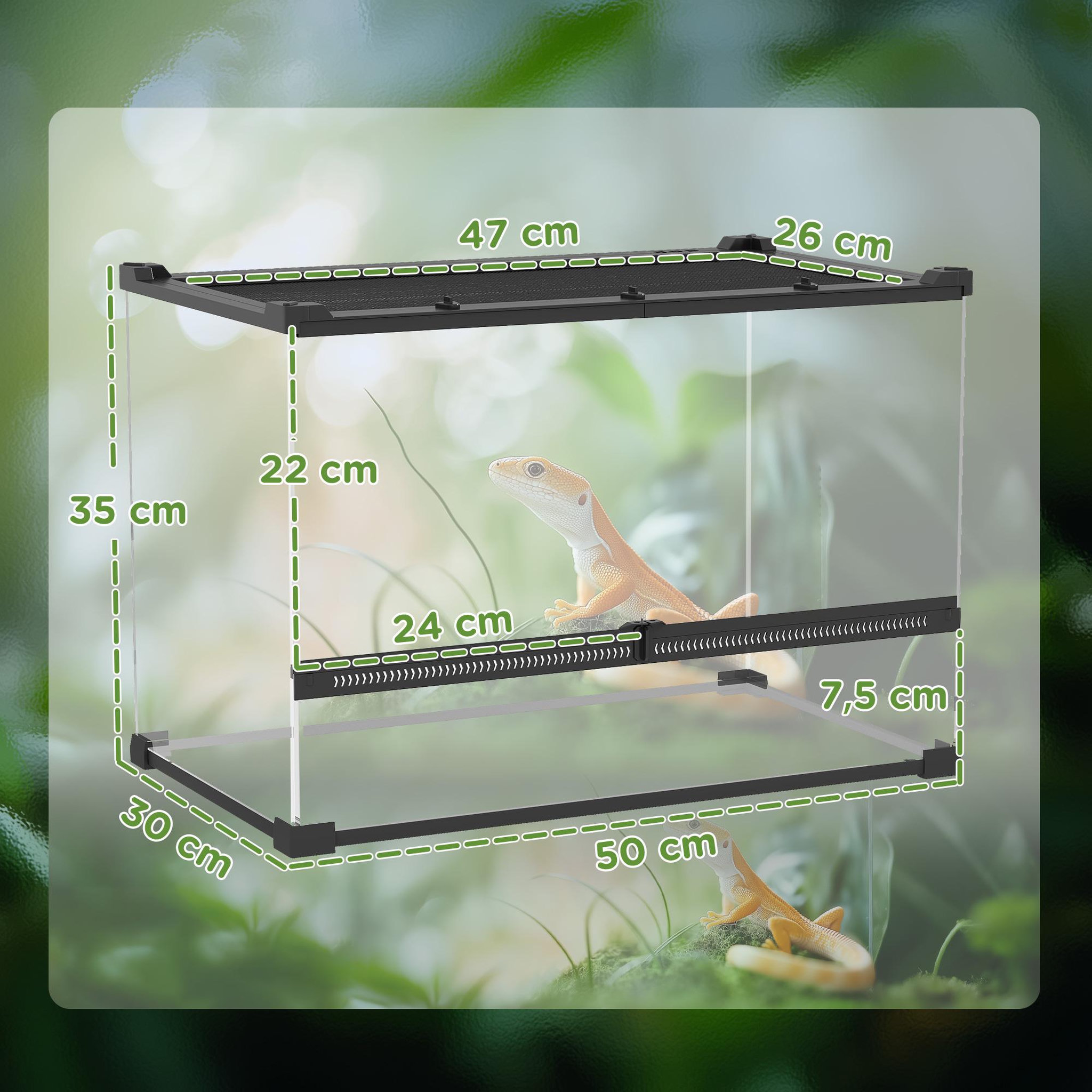Voir la diapositive 3 : PAWHUT Boîte à reptiles fermeture sécurisée par rotation verre trempé noir