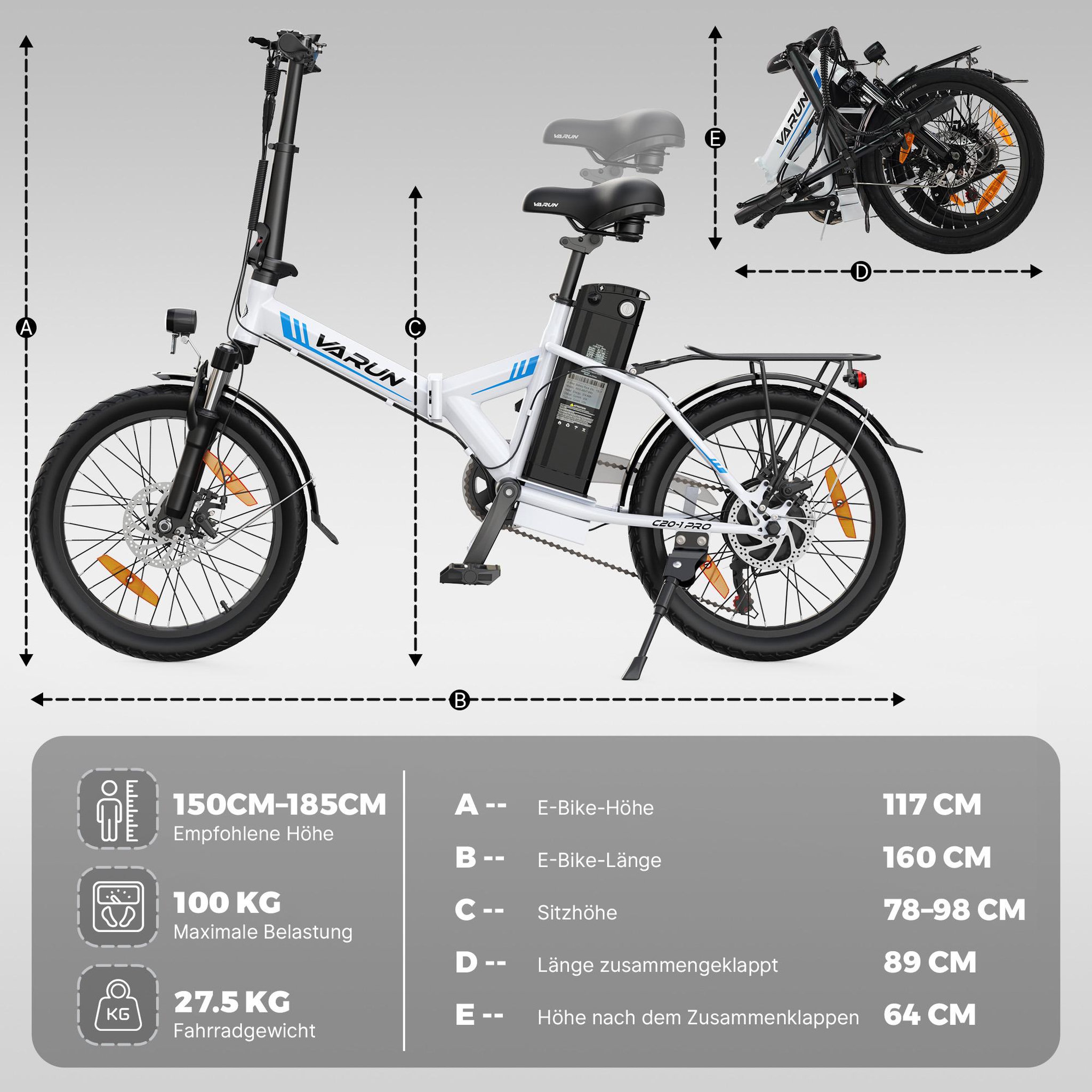Voir la diapositive 6 : VARUN Vélo électrique pliable 20  varun c20-1 pro
