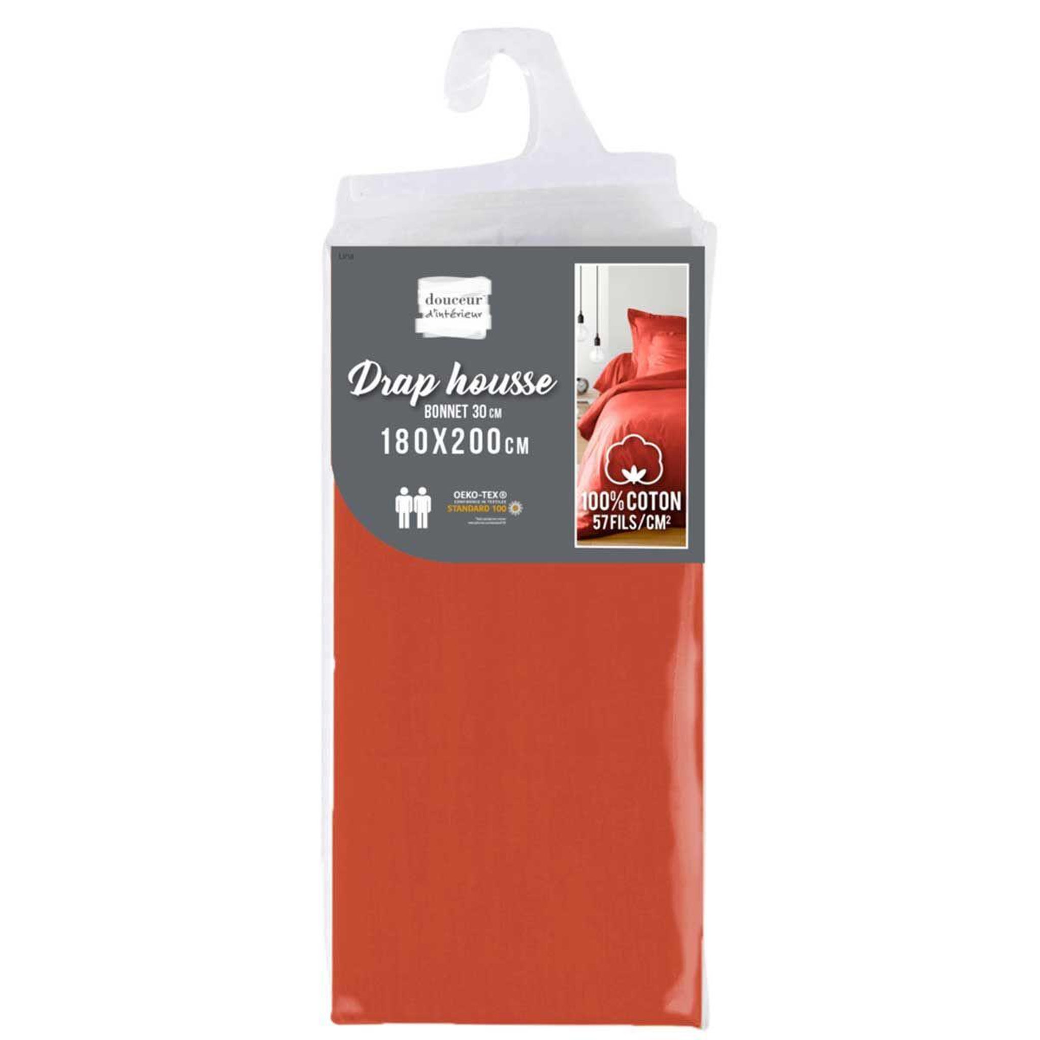 Voir la diapositive 4 : Douceur d'Intérieur Drap housse  lina  180x200cm paprika