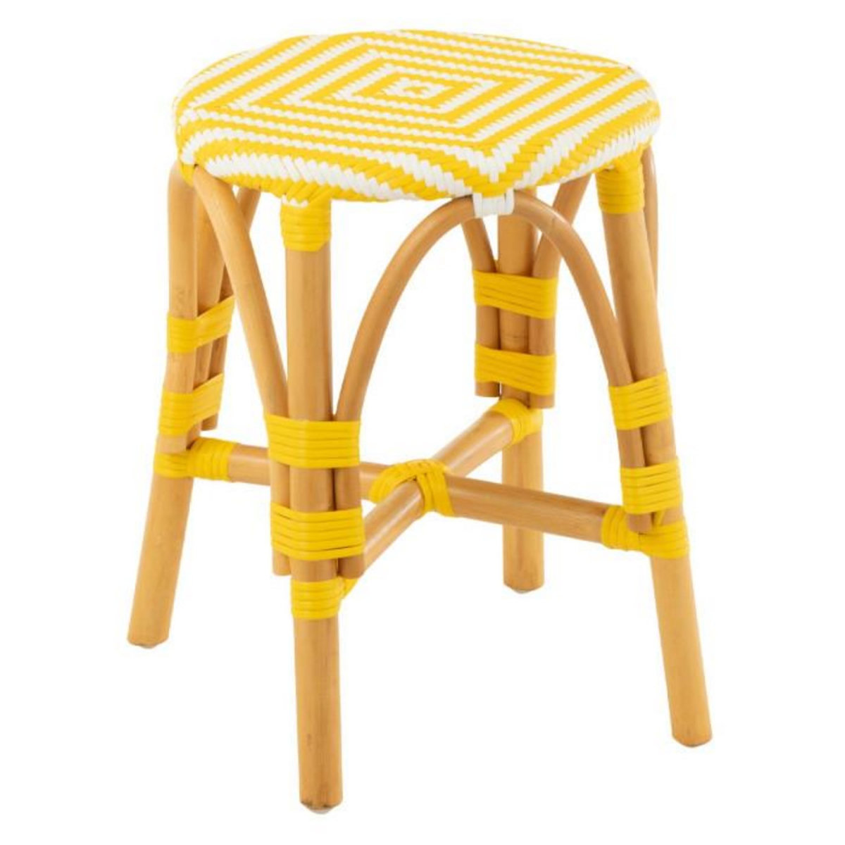 Paris Prix Tabouret en Rotin  Danial  44cm Jaune