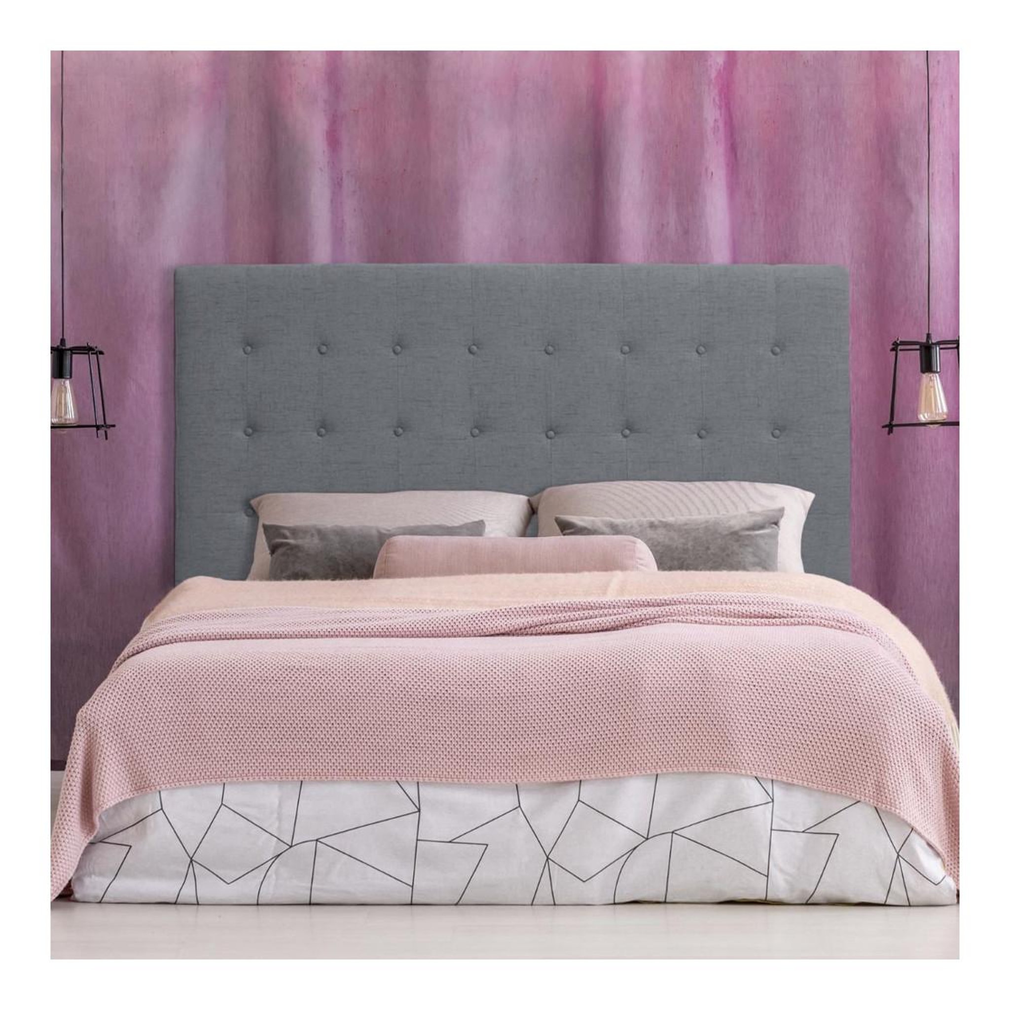 Voir la diapositive 3 : Paris Prix Tête de Lit Capitonnée en Tissu  Amor  160cm Gris