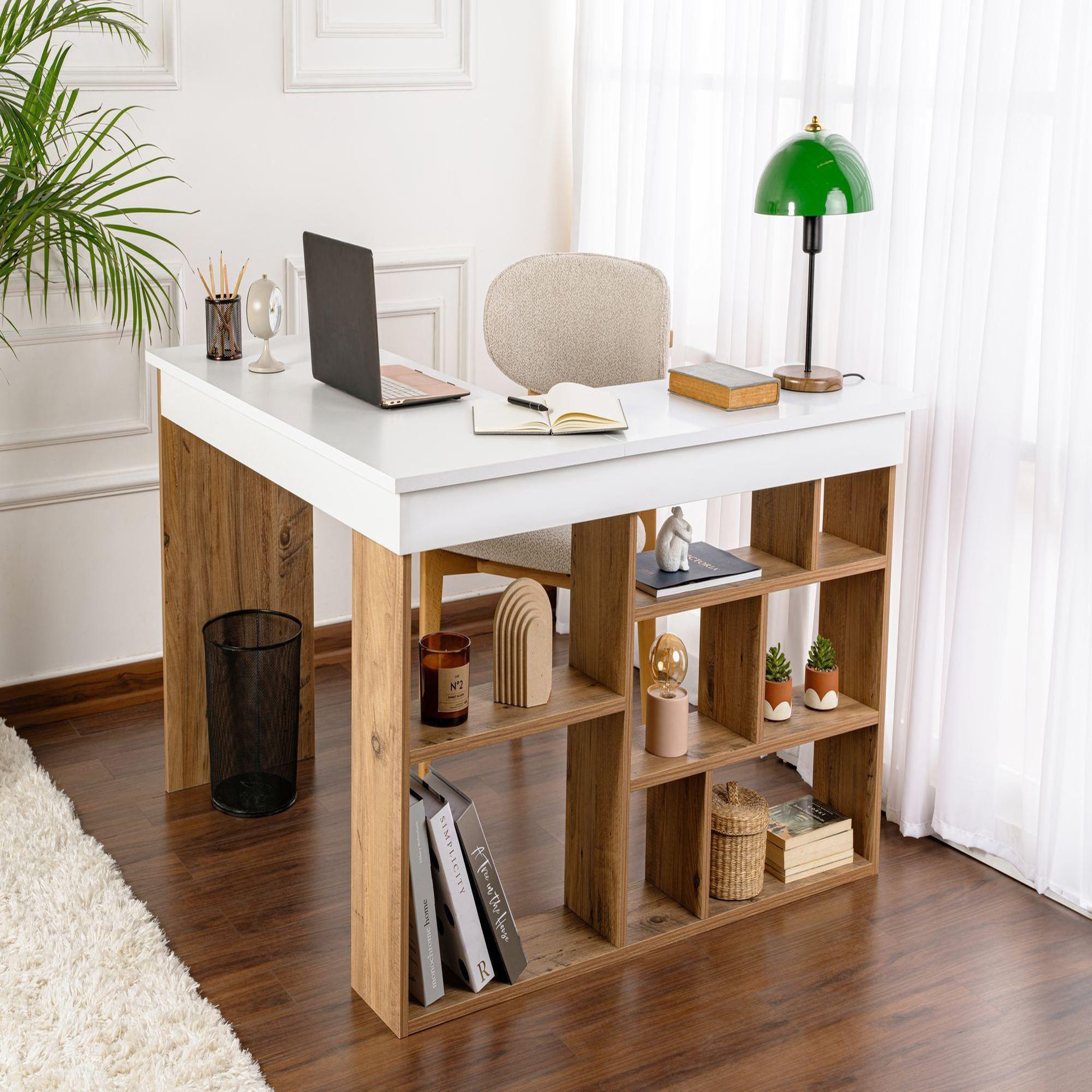 Voir la diapositive 3 : Habitat et Jardin Bureau d'étude en bois  vesper  - 130 x 120 x 72 cm - pin blanc de l'atlantique