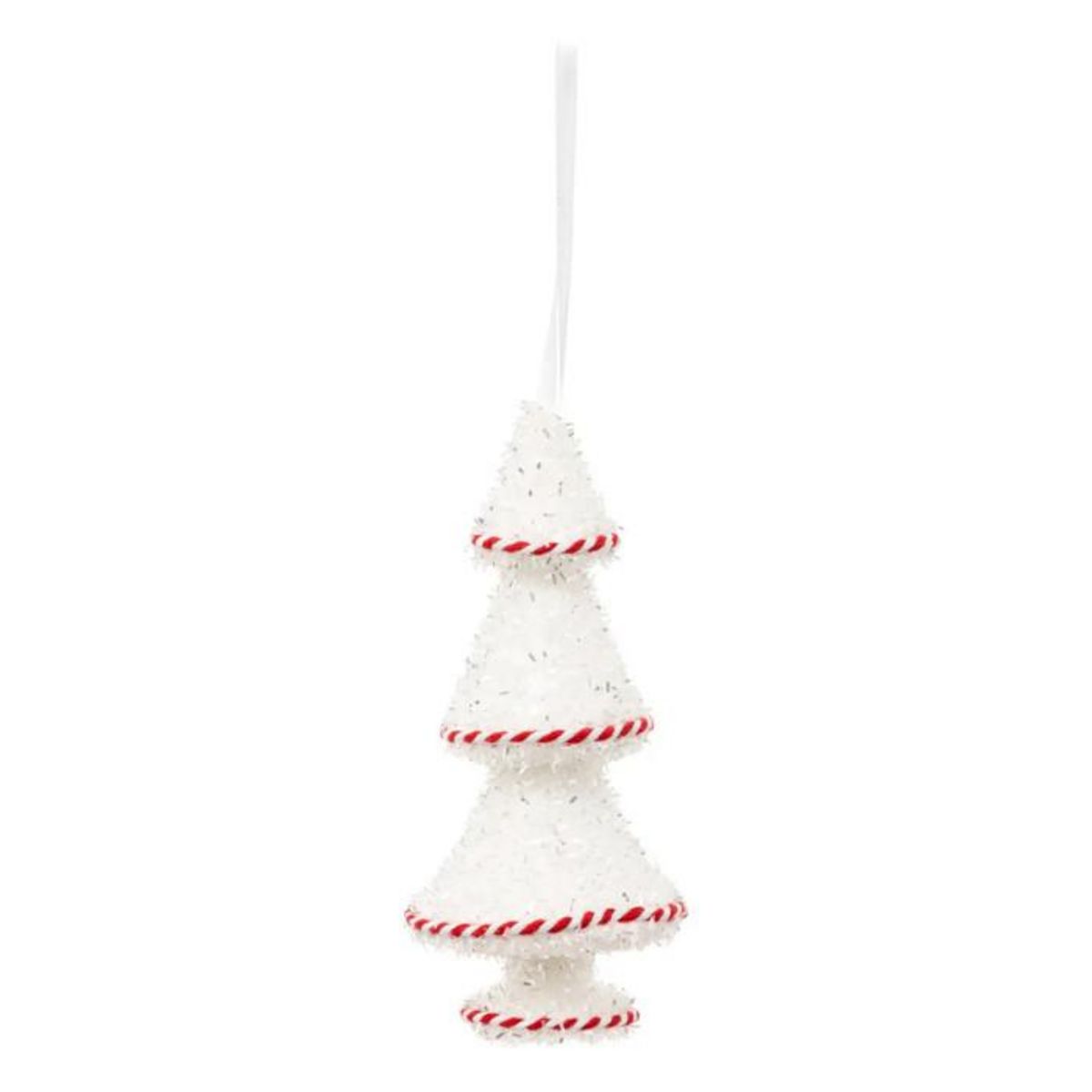 ATMOSPHERA Sujet de Noël Sapin  Floqué  17cm Blanc