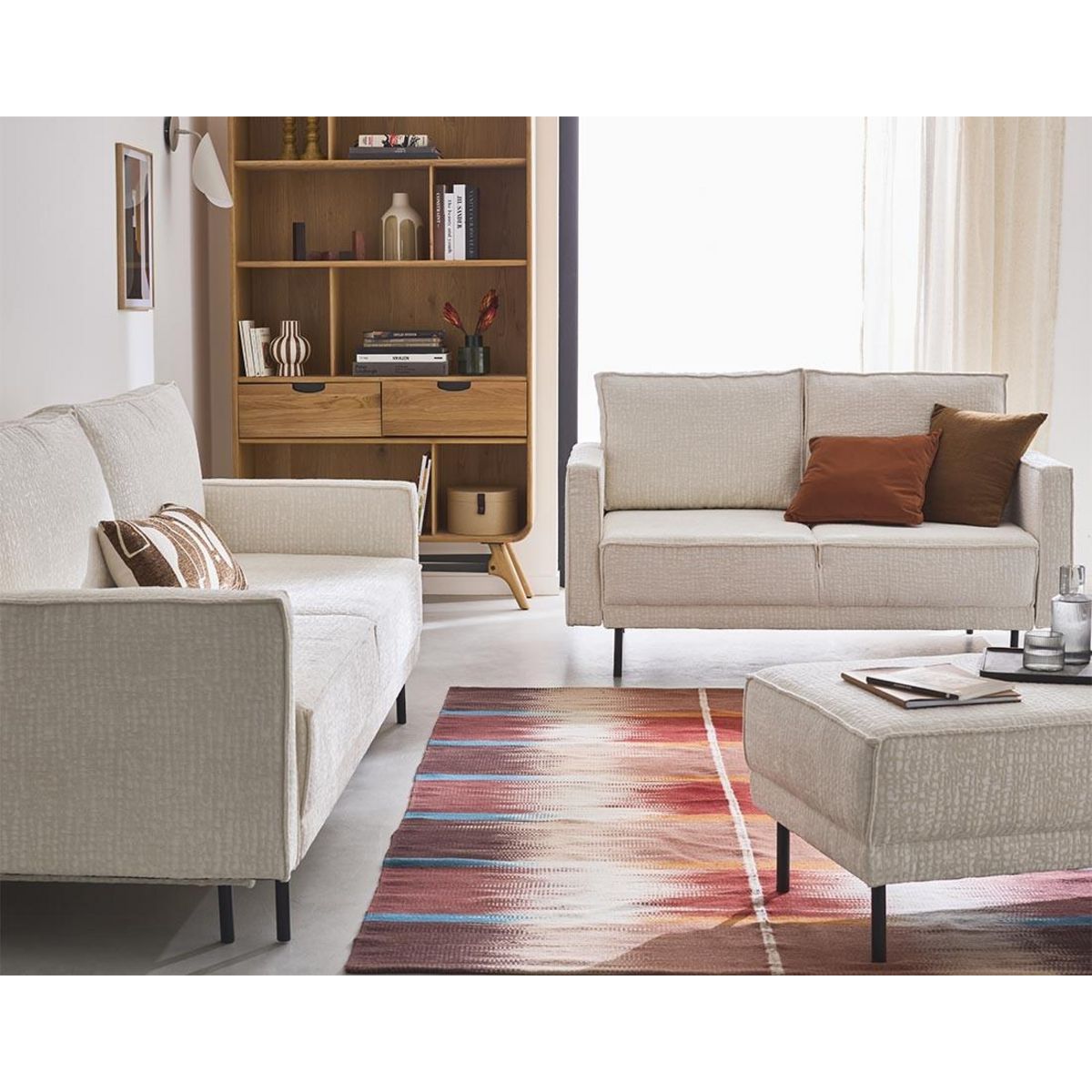 LISA DESIGN Charlie - canapé droit 2 places - en tissu velours relief