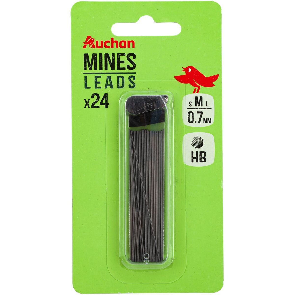 AUCHAN Etui de 24 mines HB 0.7mm