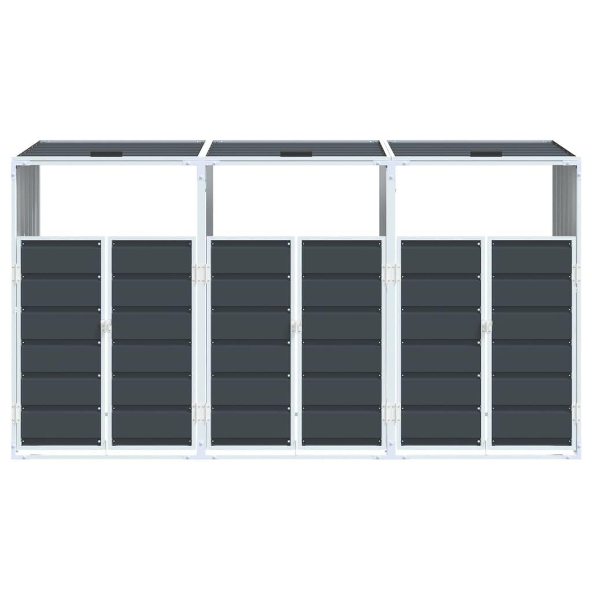 Voir la diapositive 5 : VIDAXL Rangement a roulettes pour poubelles pour trois bacs acier