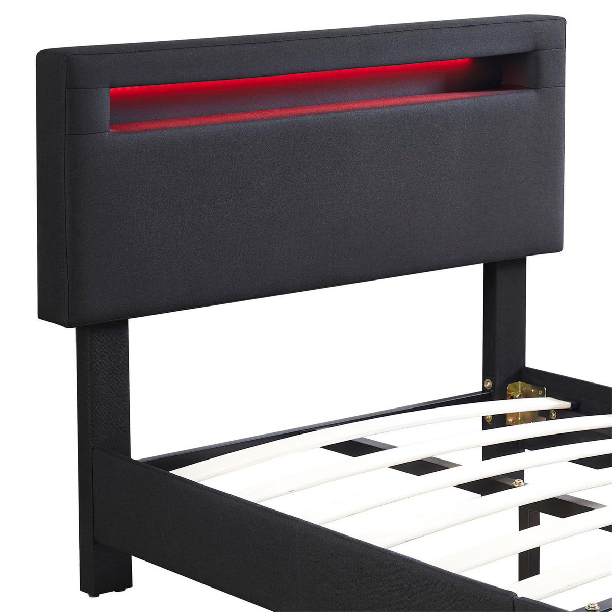 IDIMEX Lit LED simple AUSTIN 90x190 cm, avec sommier, revêtement en tissu