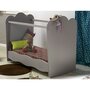 Chambre complète ELOISE : lit bébé côté plexi + commode + plan à langer + armoire coloris taupe