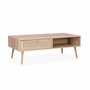 Voir la diapositive 1 : SWEEEK Table basse en cannage 110 x 59 x 39 cm - Bohème - Naturel. 1 tiroir. 1 espace de rangement. pieds scandinaves