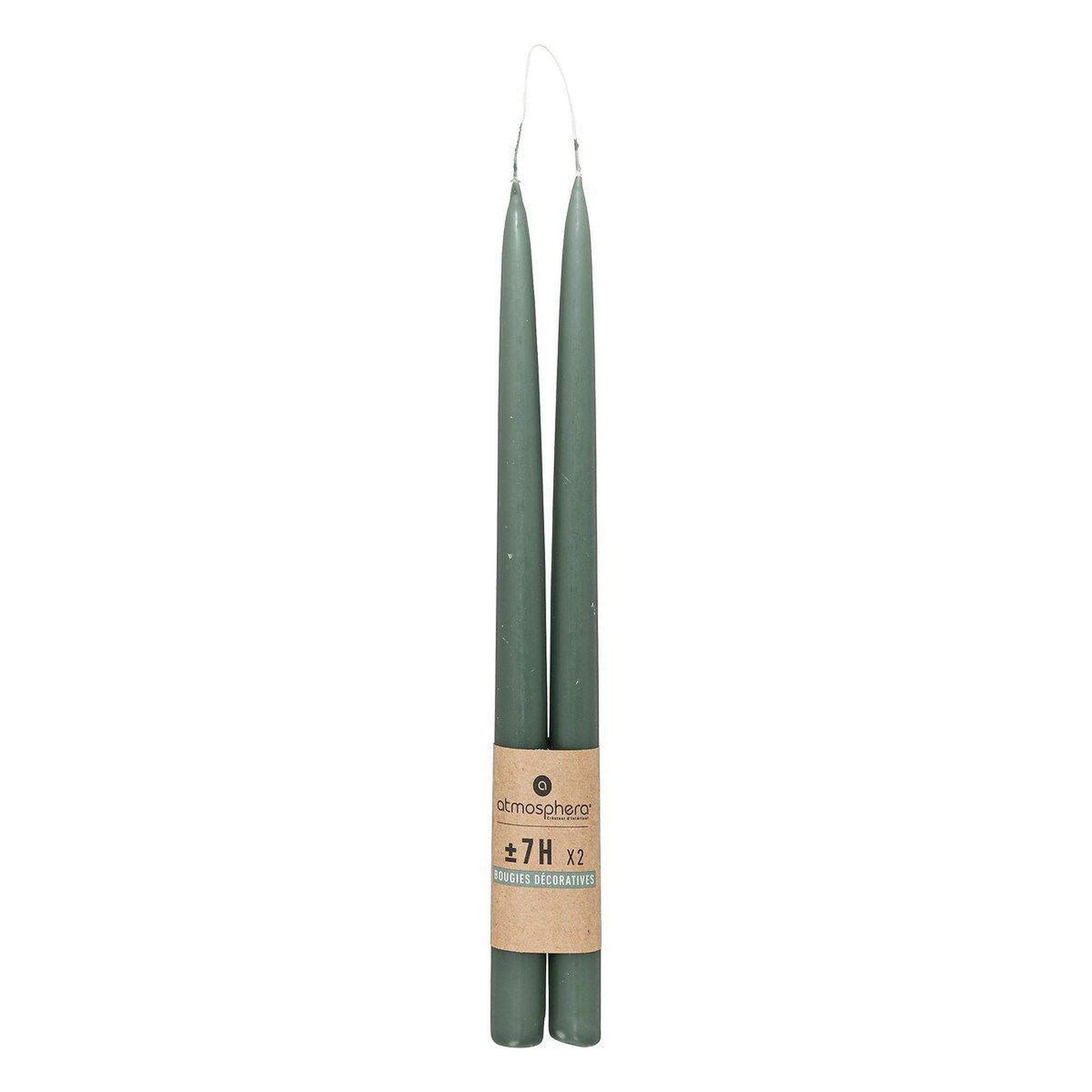 Voir la diapositive 2 : ATMOSPHERA Lot de 2 Bougies Bâton  Hugo  30cm Vert Céladon