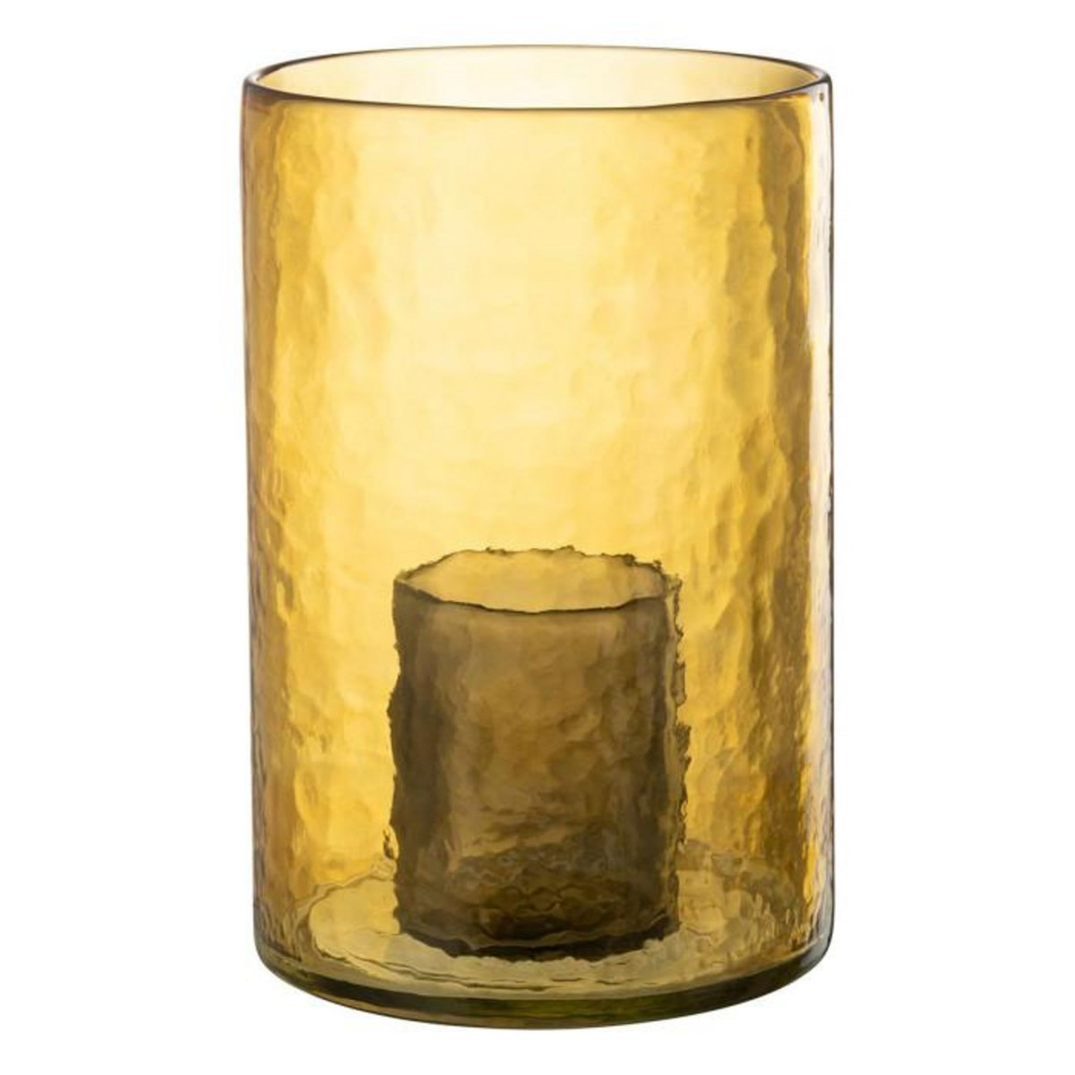 Paris Prix Photophore Double en Verre  Hurricane  30cm Jaune