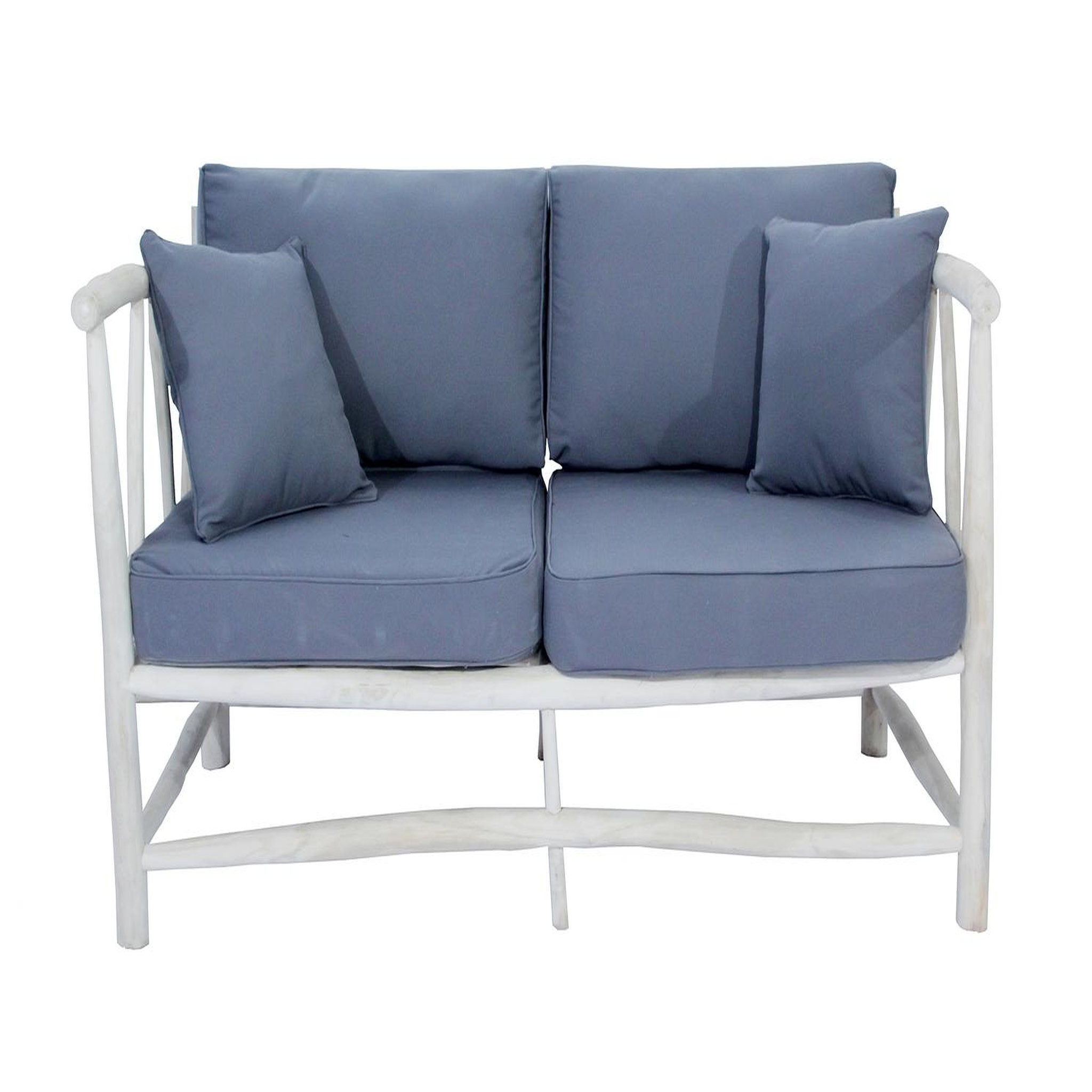 CONCEPT USINE Fauteuil 2 personnes en teck avec coussin gris moa