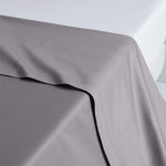 ACTUEL Drap plat uni en satin de coton . Coloris disponibles : Blanc, Gris