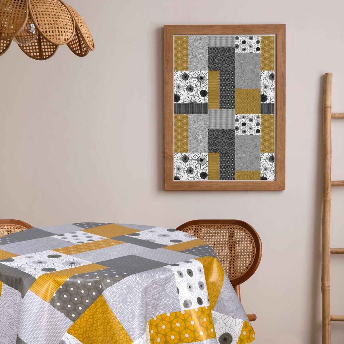 HABITABLE Nappe en toile cirée ronde Vyle - Diam. 135 cm - Gris