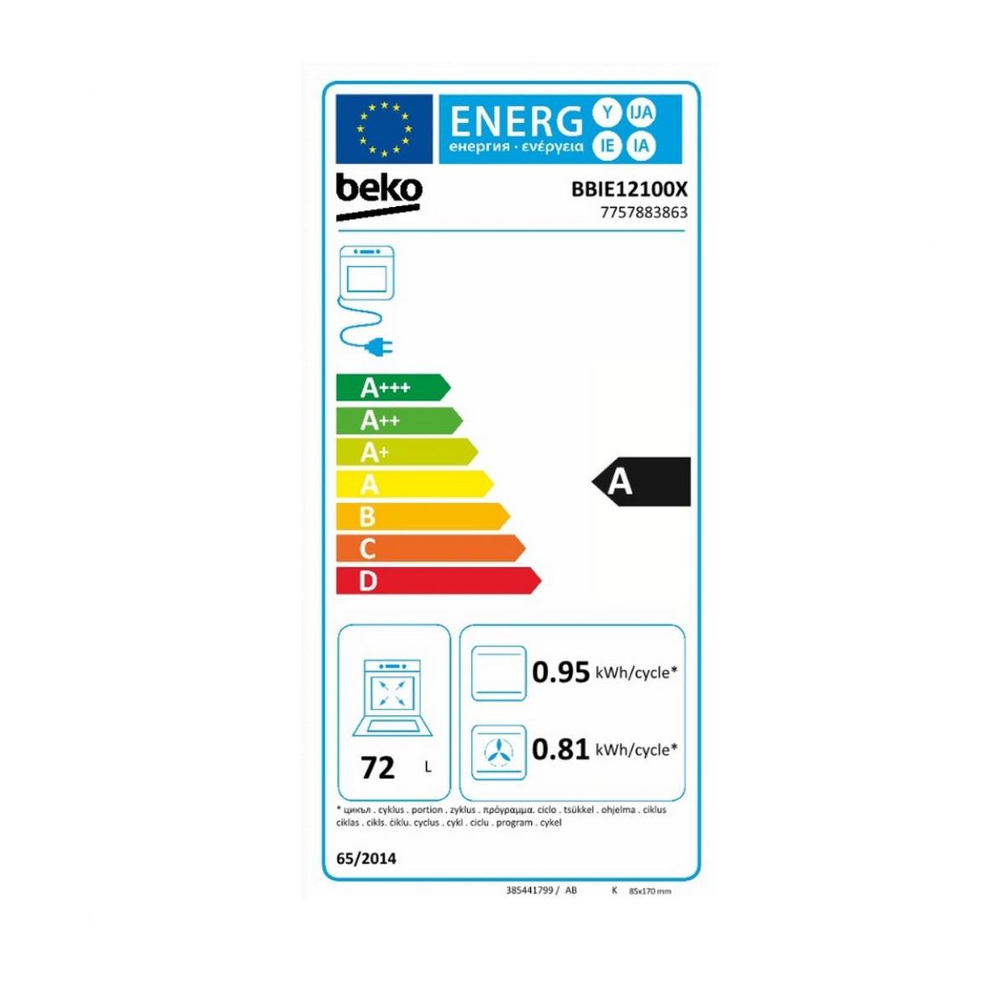 Voir la diapositive 2 : Beko Four intégrable multifonction 72l 60cm manuel - bbie12100x