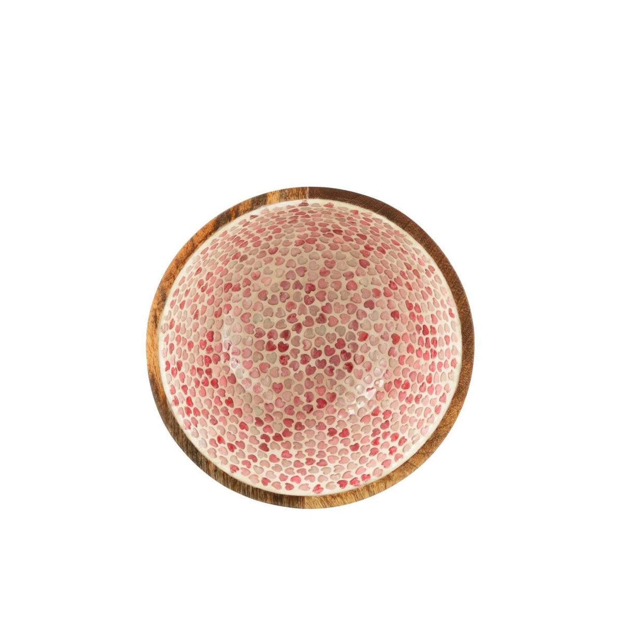 Voir la diapositive 2 : J-LINE Saladier Mosaïque Cœur en Bois  Freddy  24cm Rose