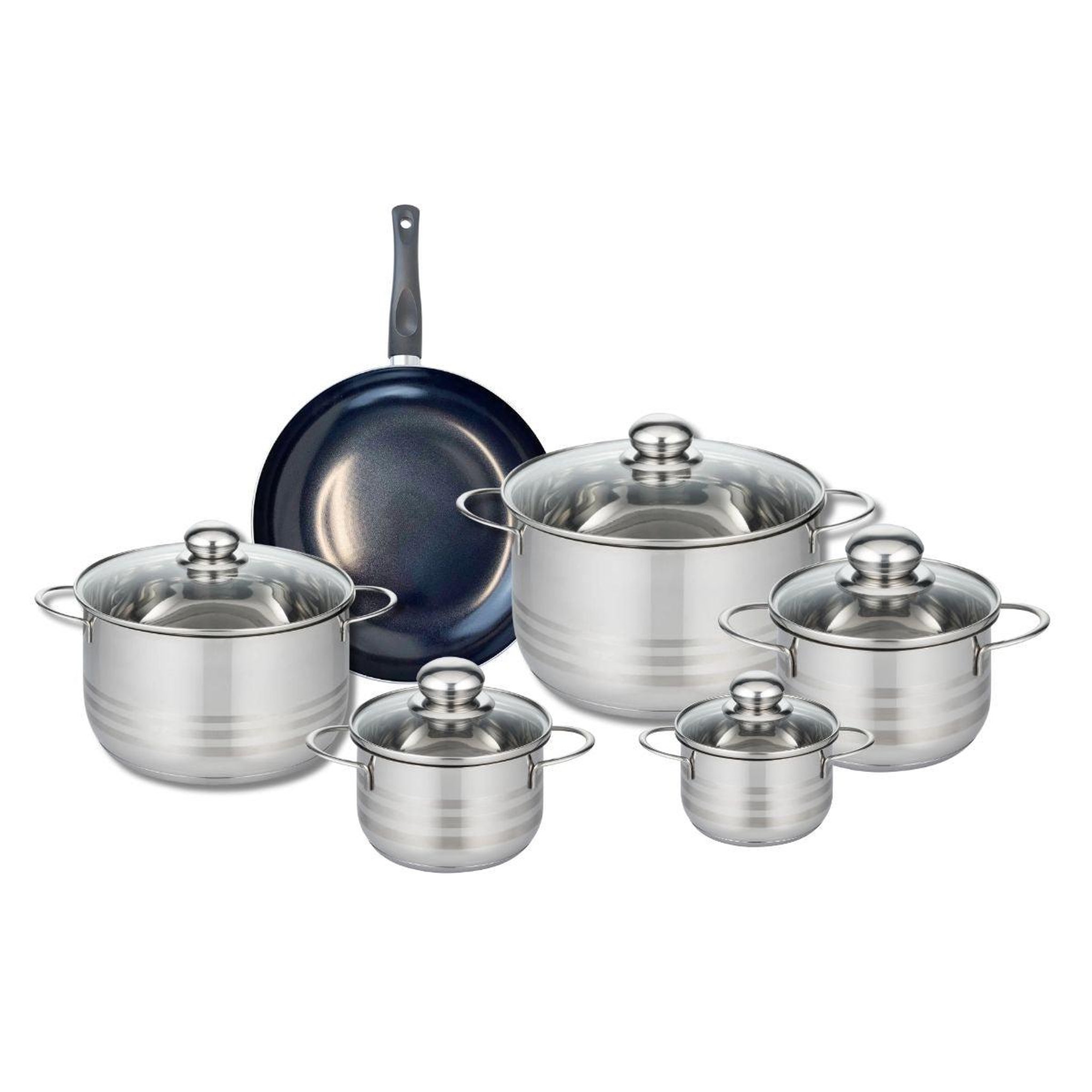 ELO Ensemble de 1 poêle de cuisson 24 cm et 5 faitouts 12, 14, 16, 20 et 24 cm elo prima brillant