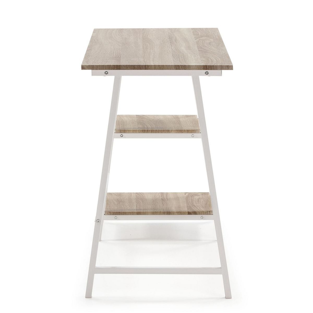 VS VENTA-STOCK Bureau Lisboa Blanc, Table pour PC, Style Industriel, 105 cm Longueur