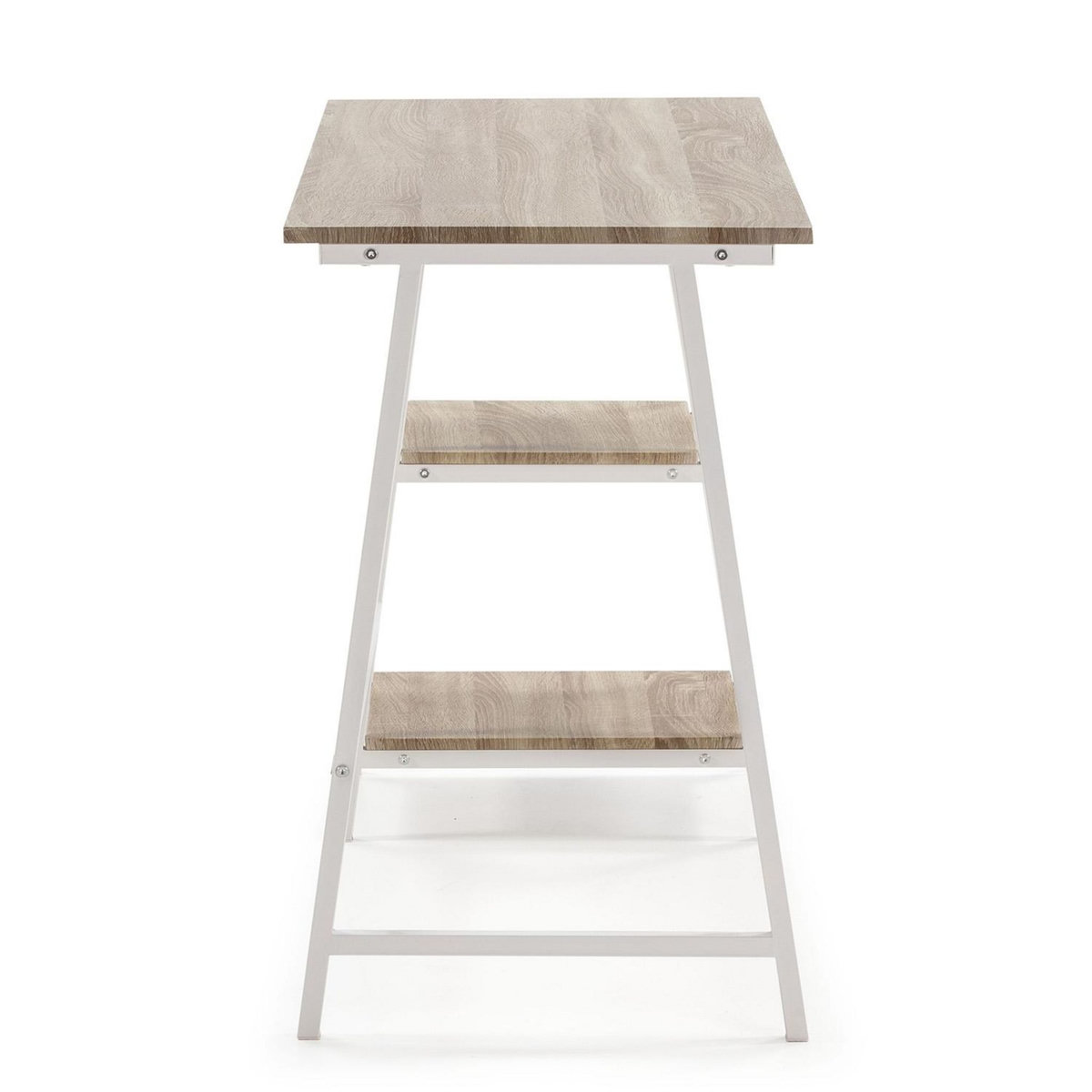 VS VENTA-STOCK Bureau Lisboa Blanc, Table pour PC, Style Industriel, 105 cm Longueur