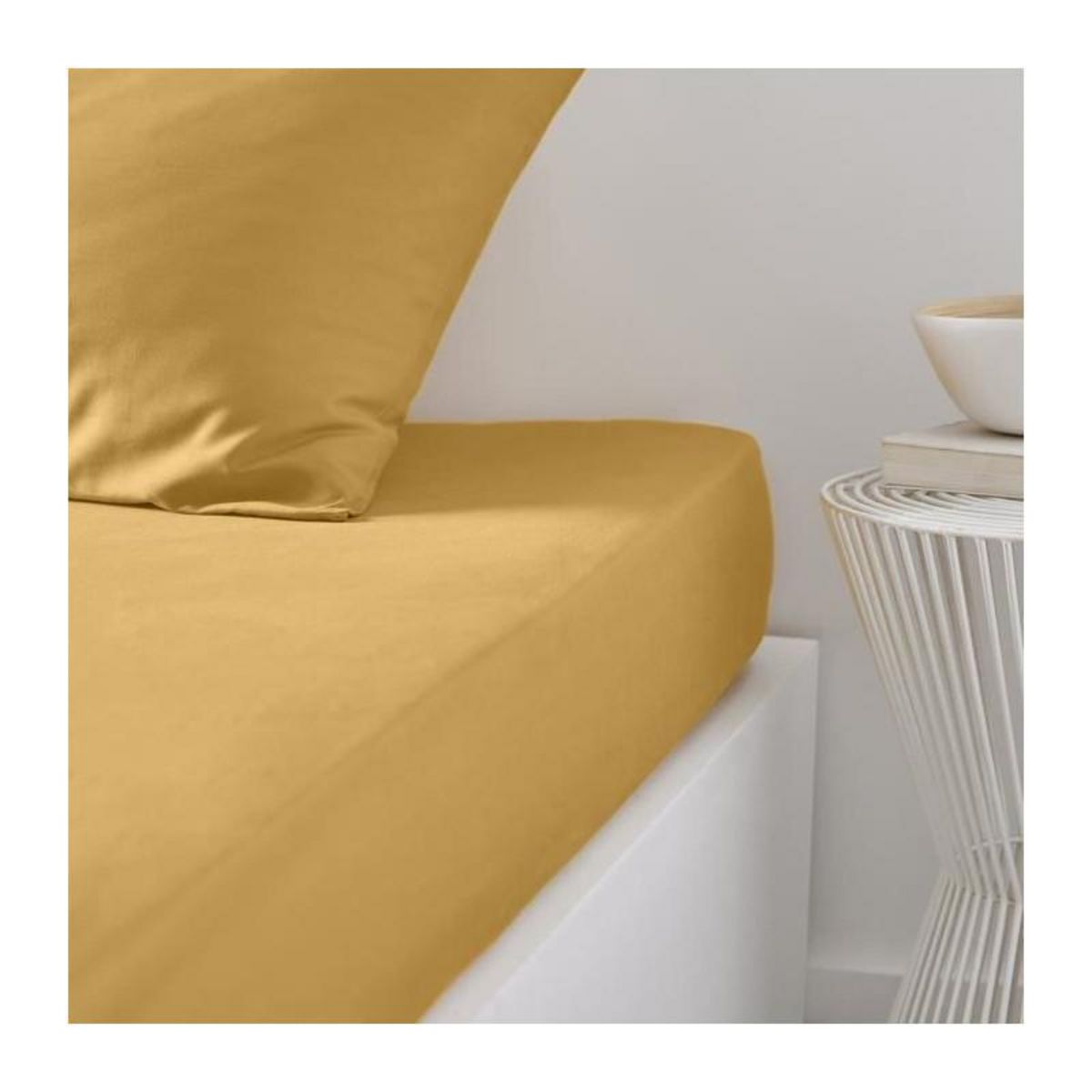 Today Drap housse TODAY Essential - 140 x 190 cm - 2 personnes - 100% Coton uni - Ocre