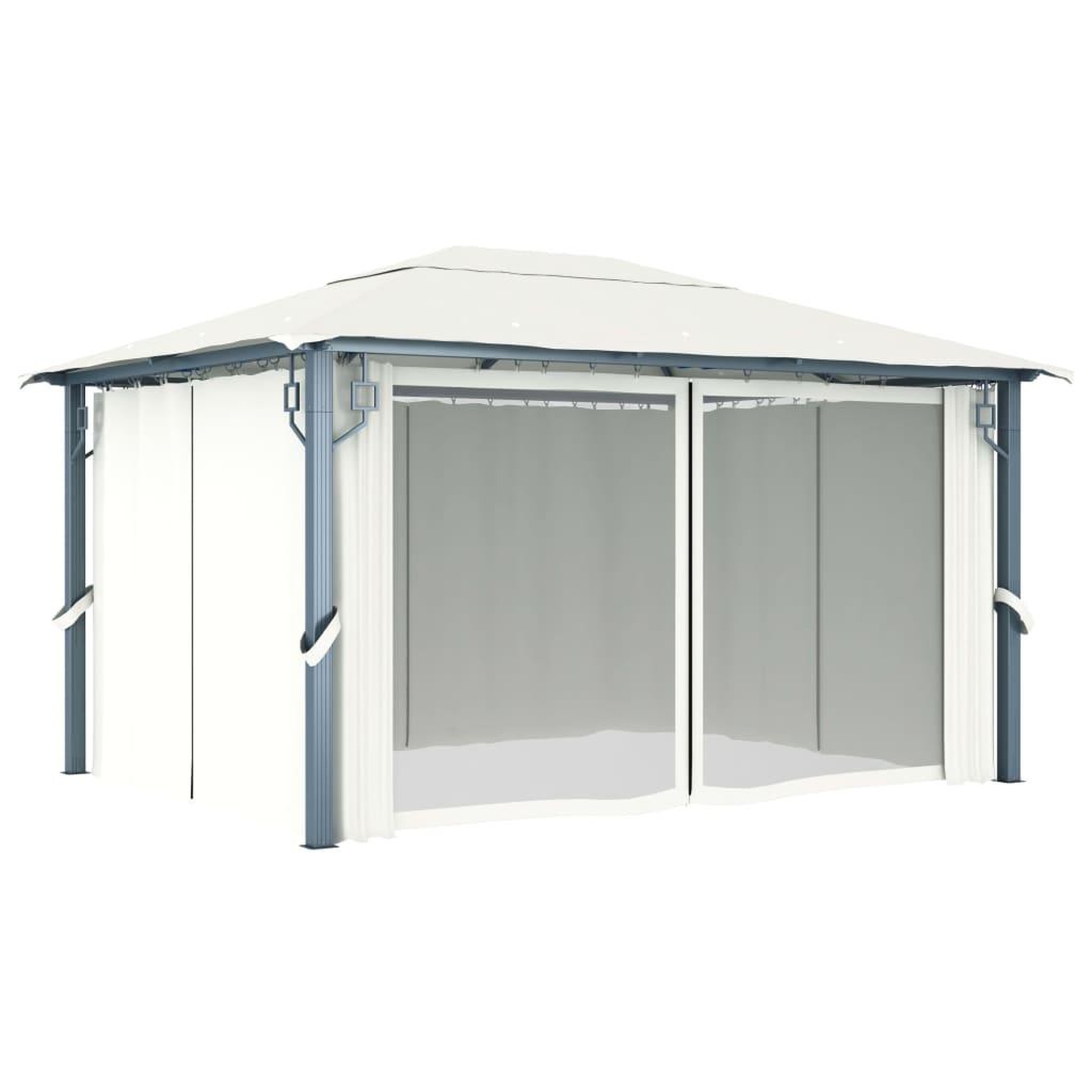 Voir la diapositive 5 : VIDAXL Tonnelle avec rideau et lumieres LED 4x3 m Creme Aluminium